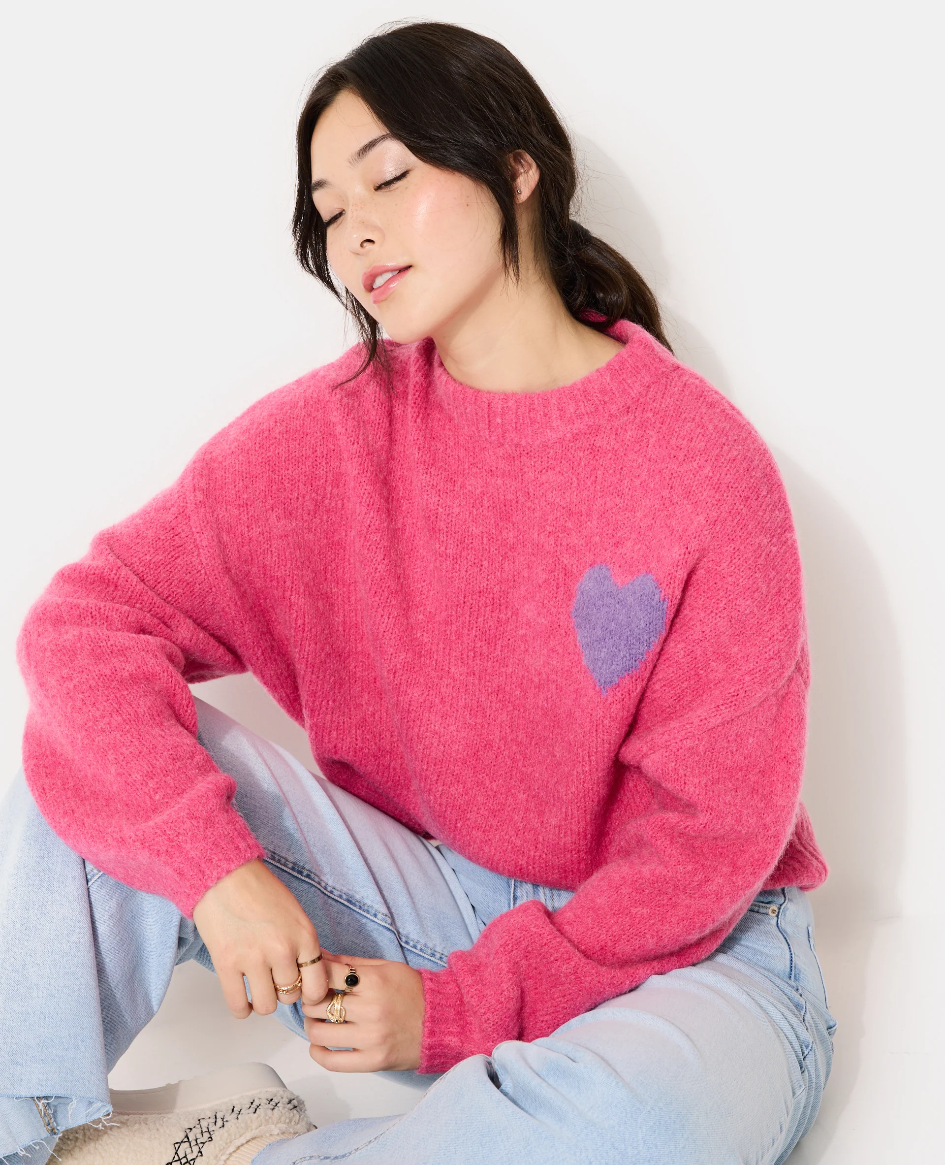 Pull contenant mohair et laine avec cœur - Image 5