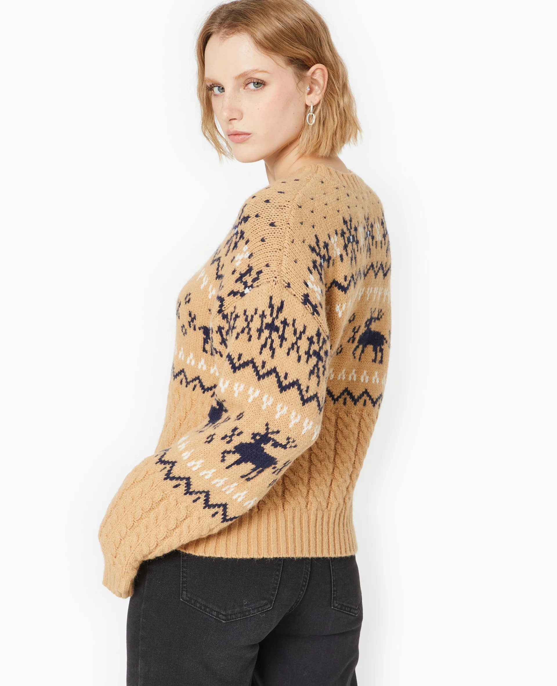 Pull de Noël jacquard avec torsades - Image 6