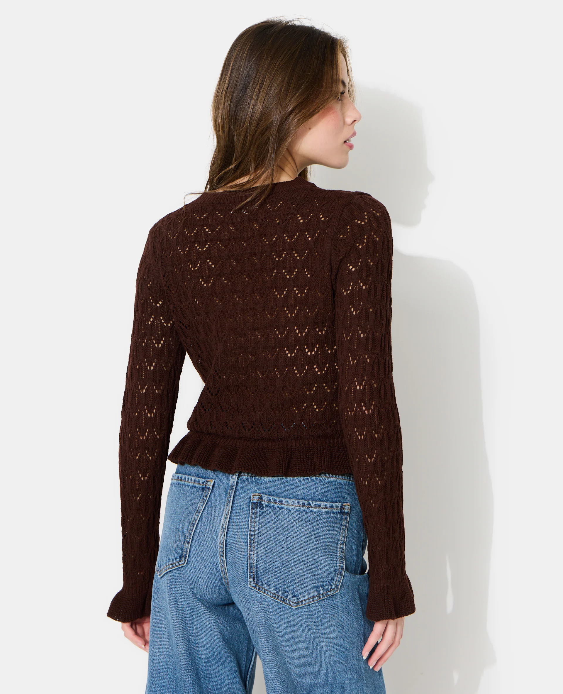 Pull en maille ajourée avec petits volants - Image 6