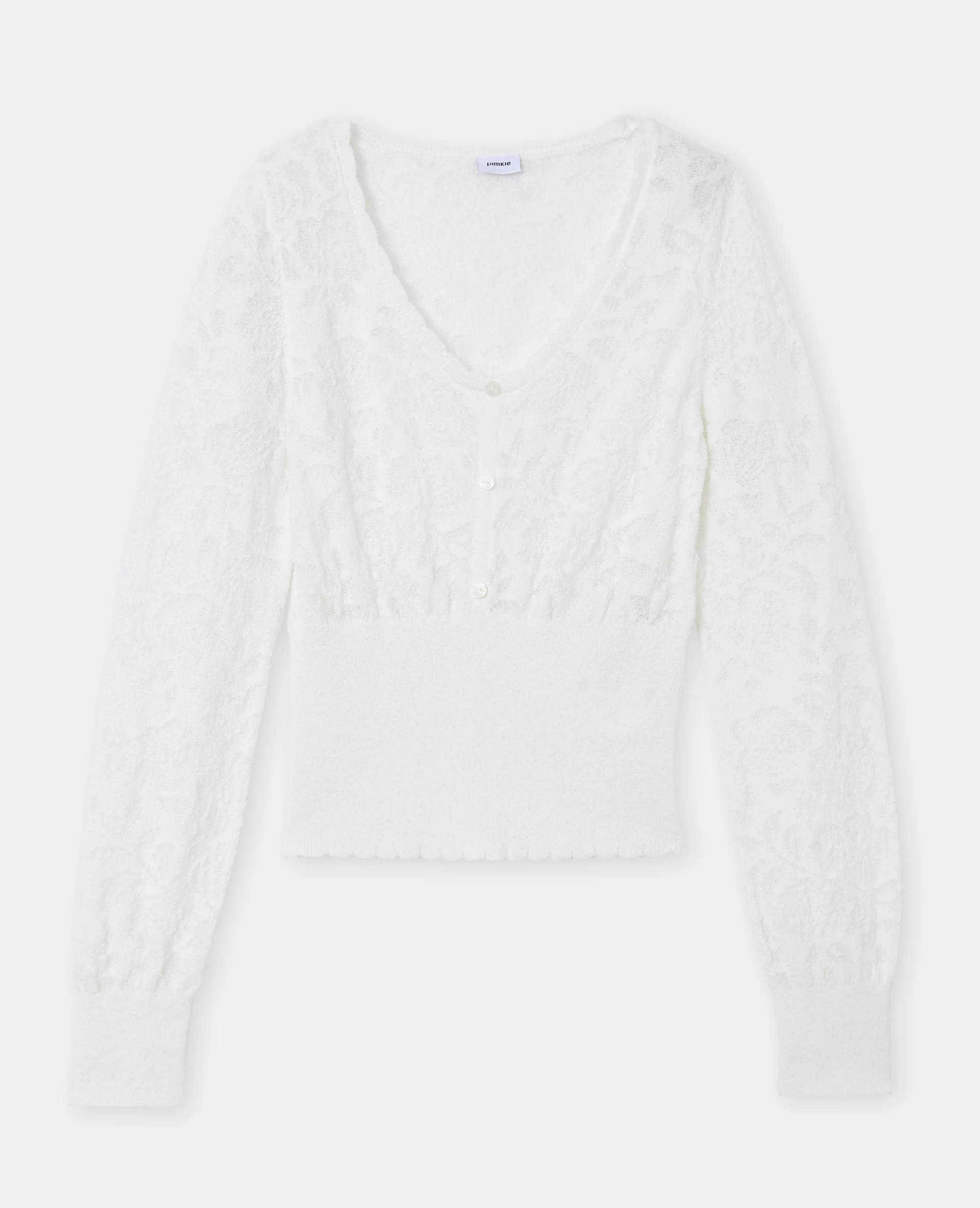 Pull en maille ajourée motif fleurs - Image 4