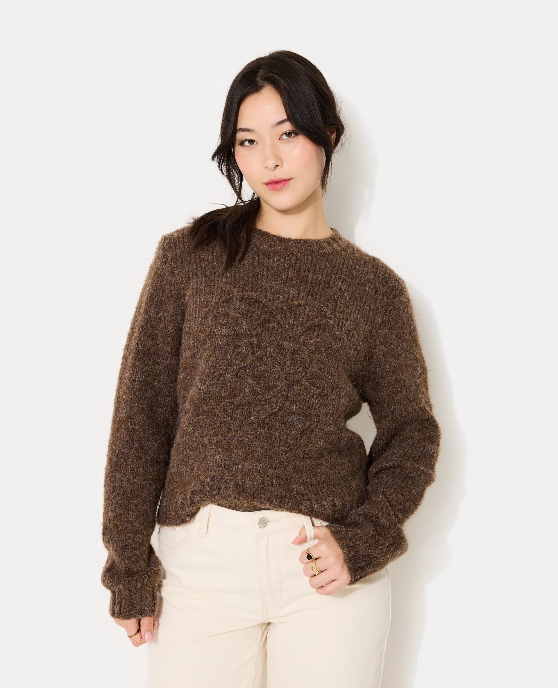 Pull en maille mélangée avec détail fantaisie