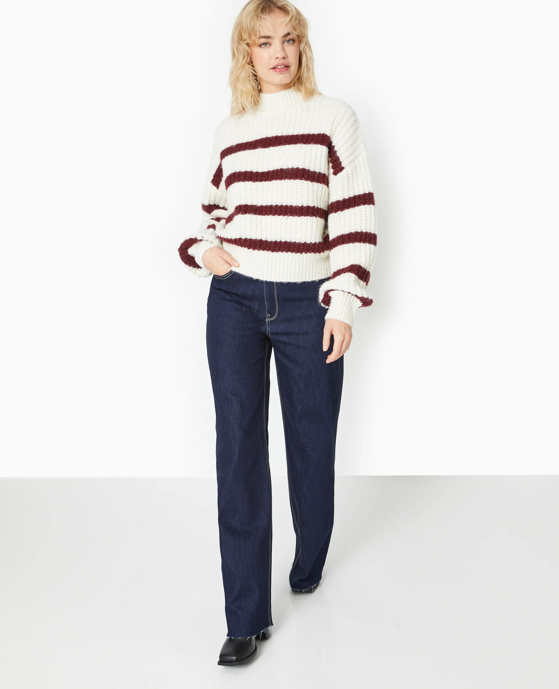 Pull grosse maille avec rayures - Image 2