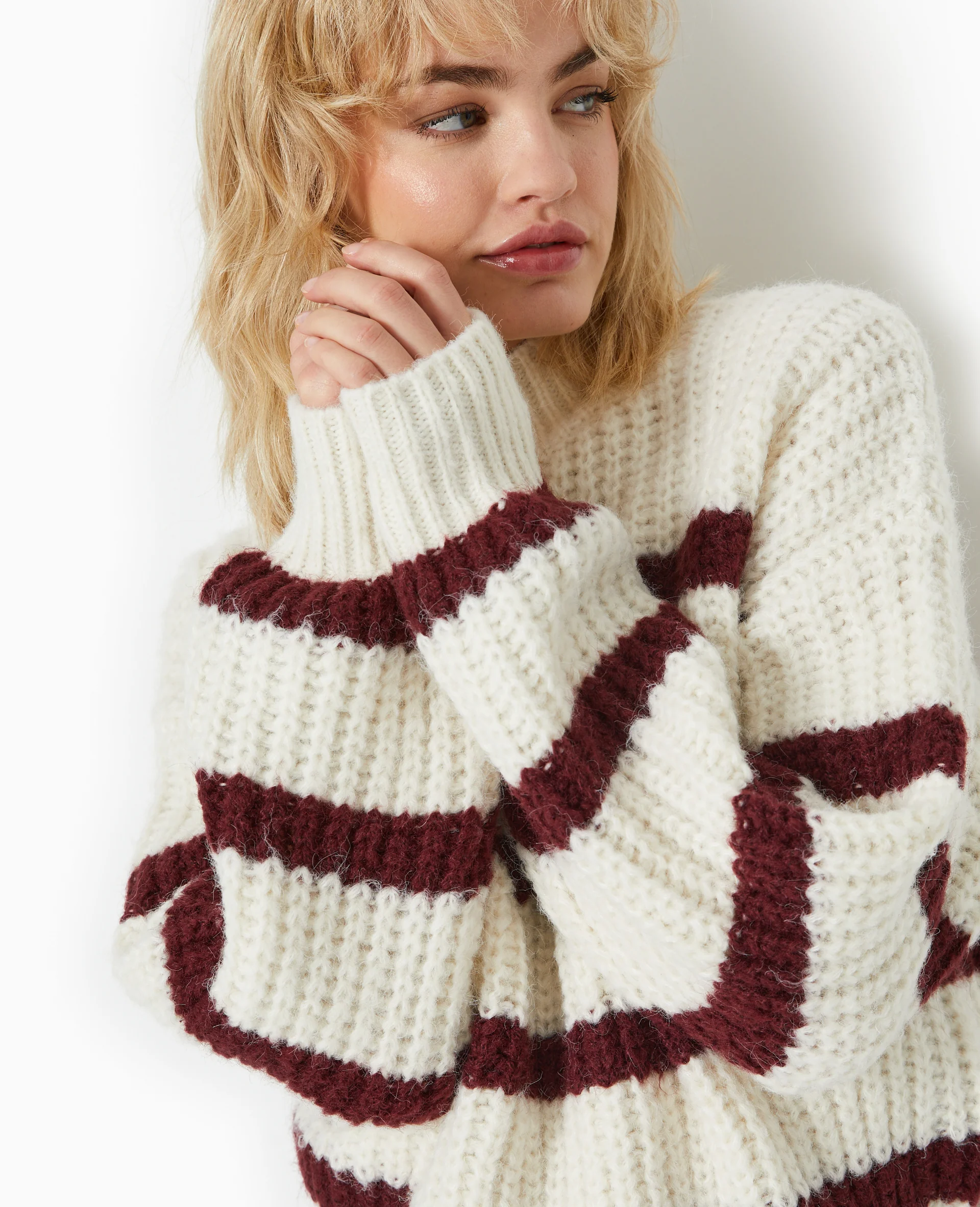 Pull grosse maille avec rayures - Image 3