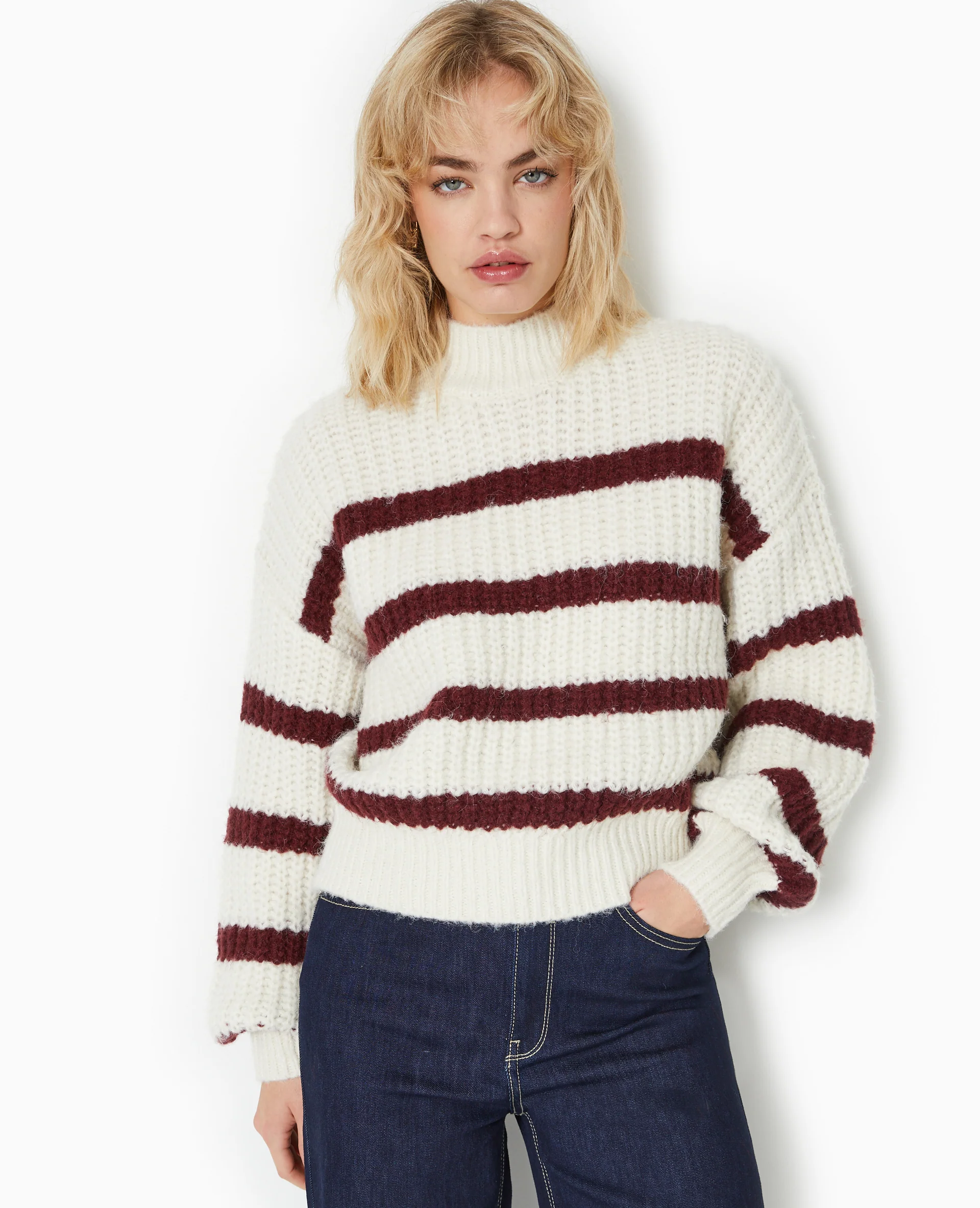 Pull grosse maille avec rayures - Image 5