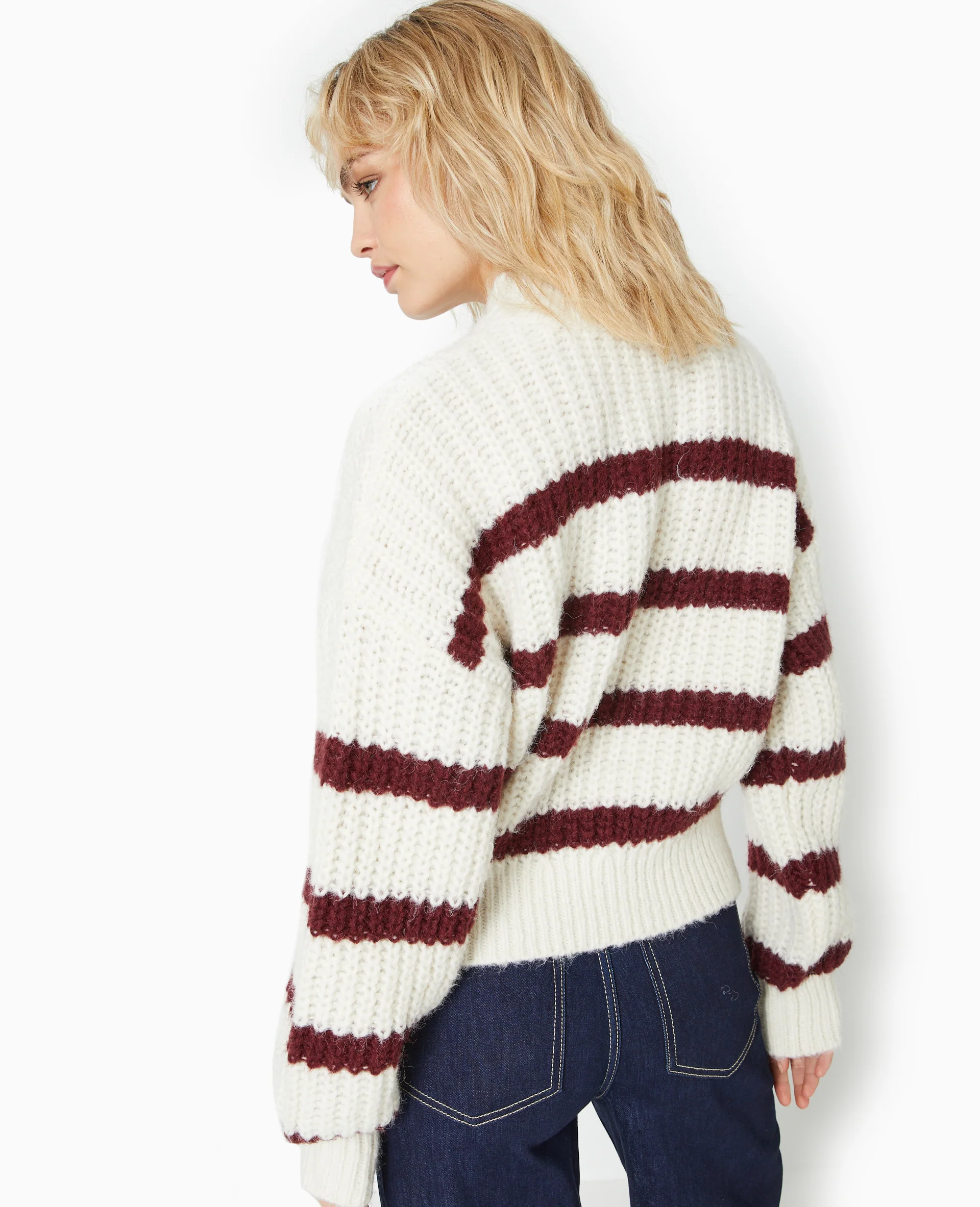 Pull grosse maille avec rayures - Image 6