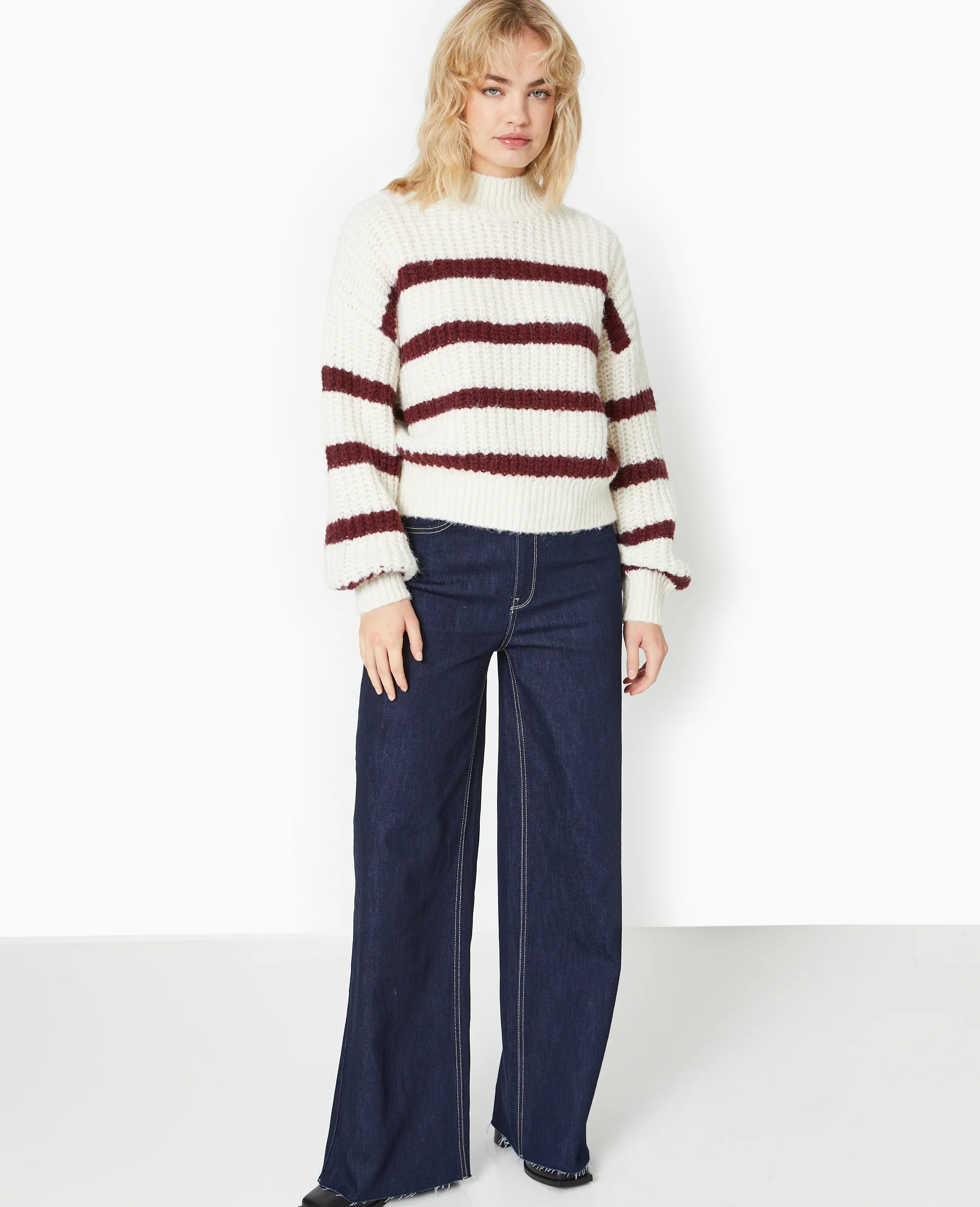 Pull grosse maille avec rayures - Image 7