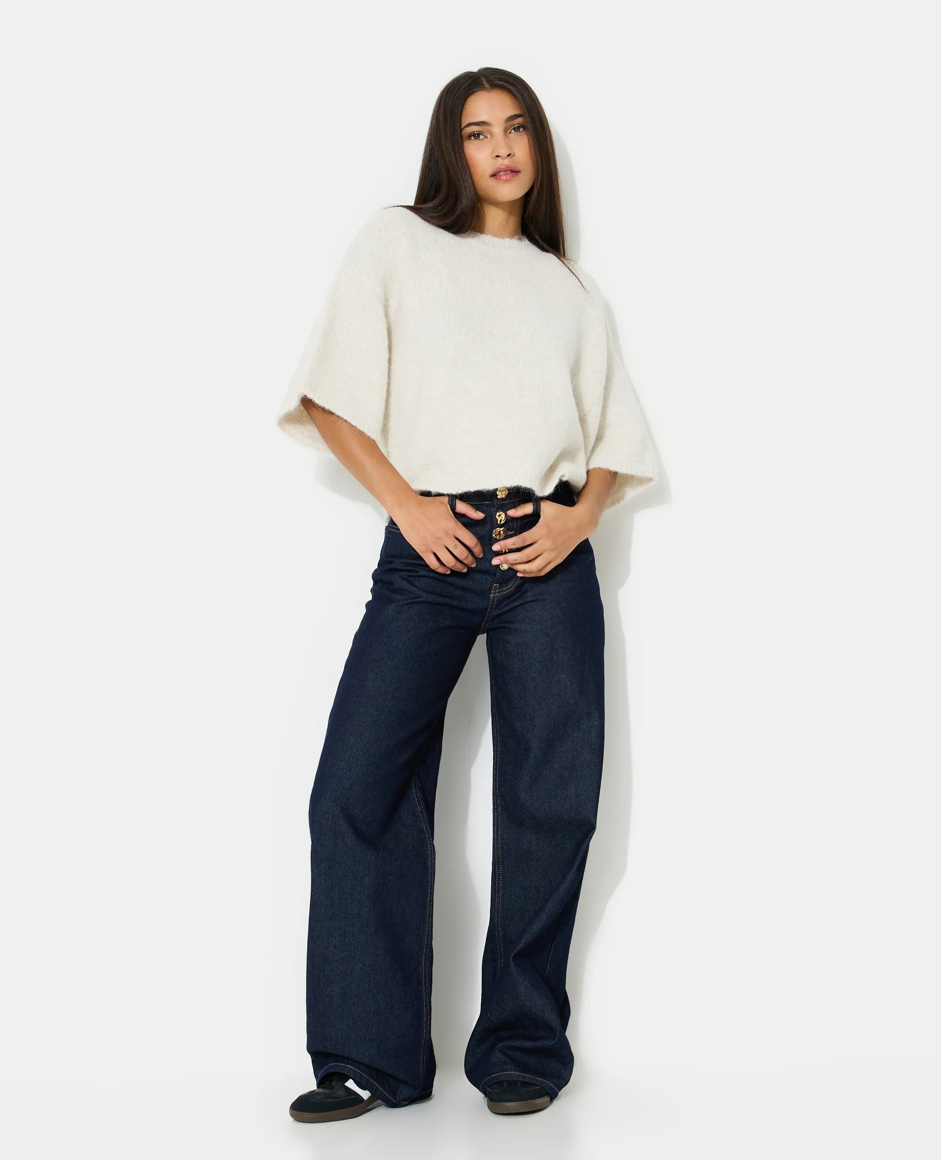 Pull manches courtes avec laine - Image 3