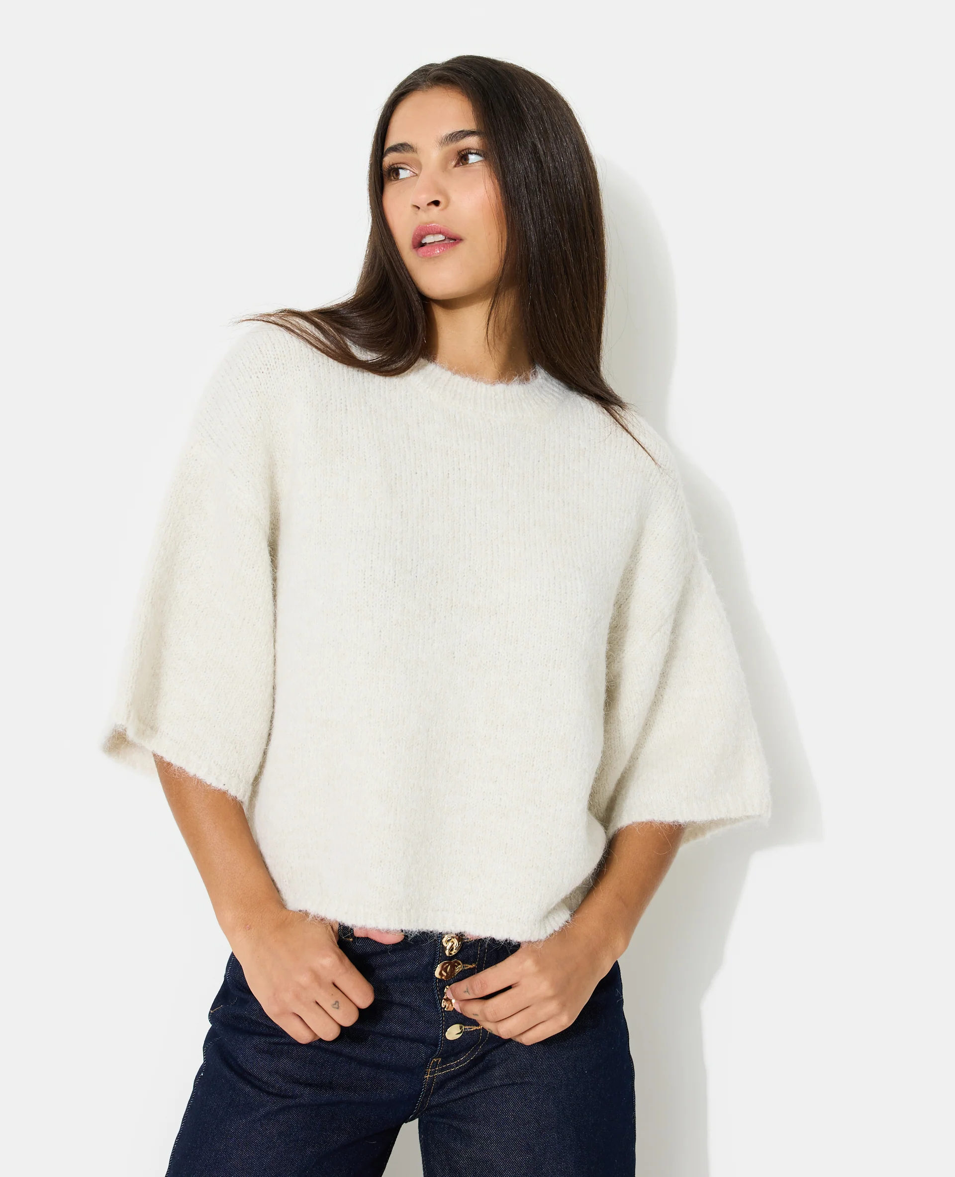 Pull manches courtes avec laine - Image 7
