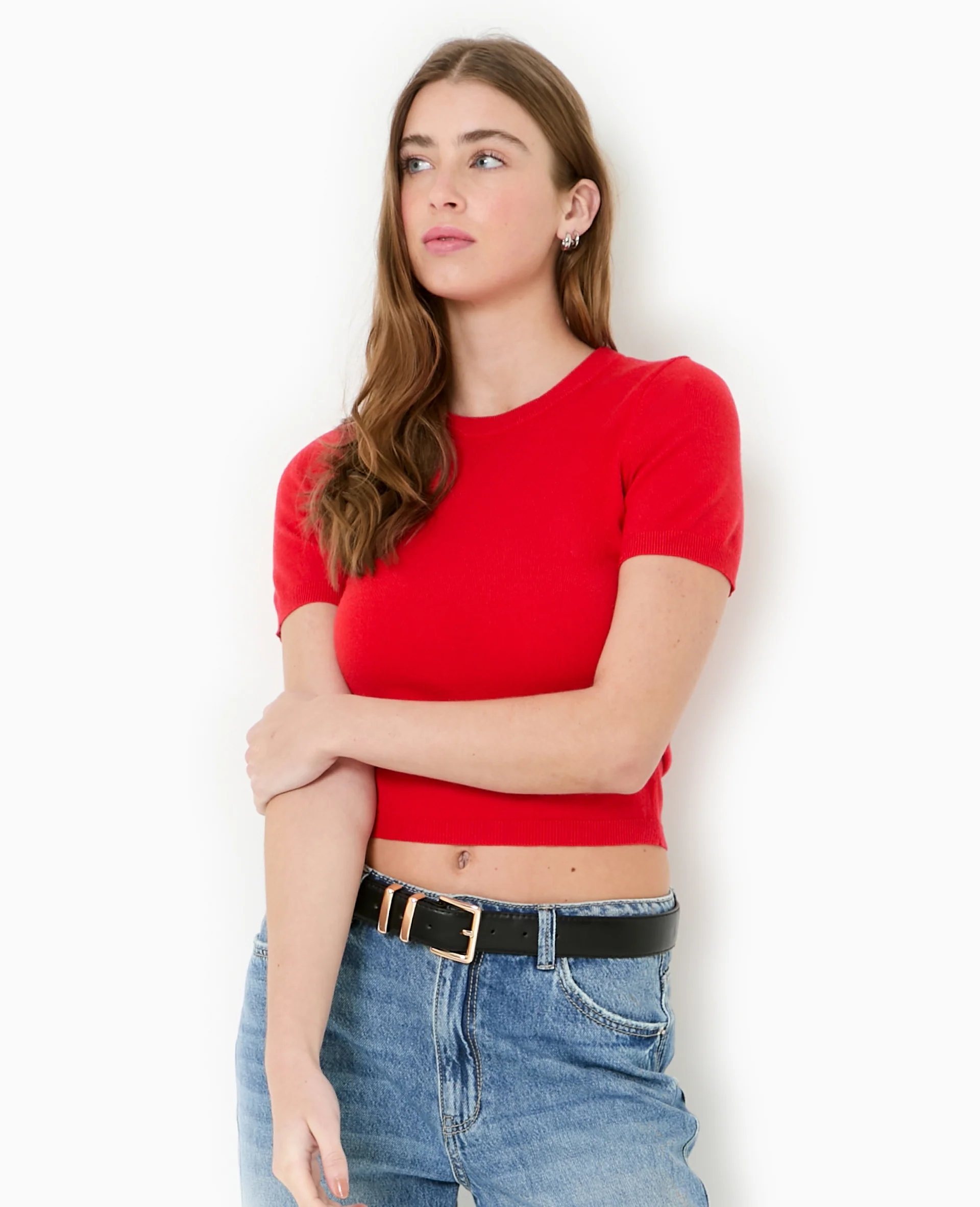 Pull manches courtes en maille fine - Image 3