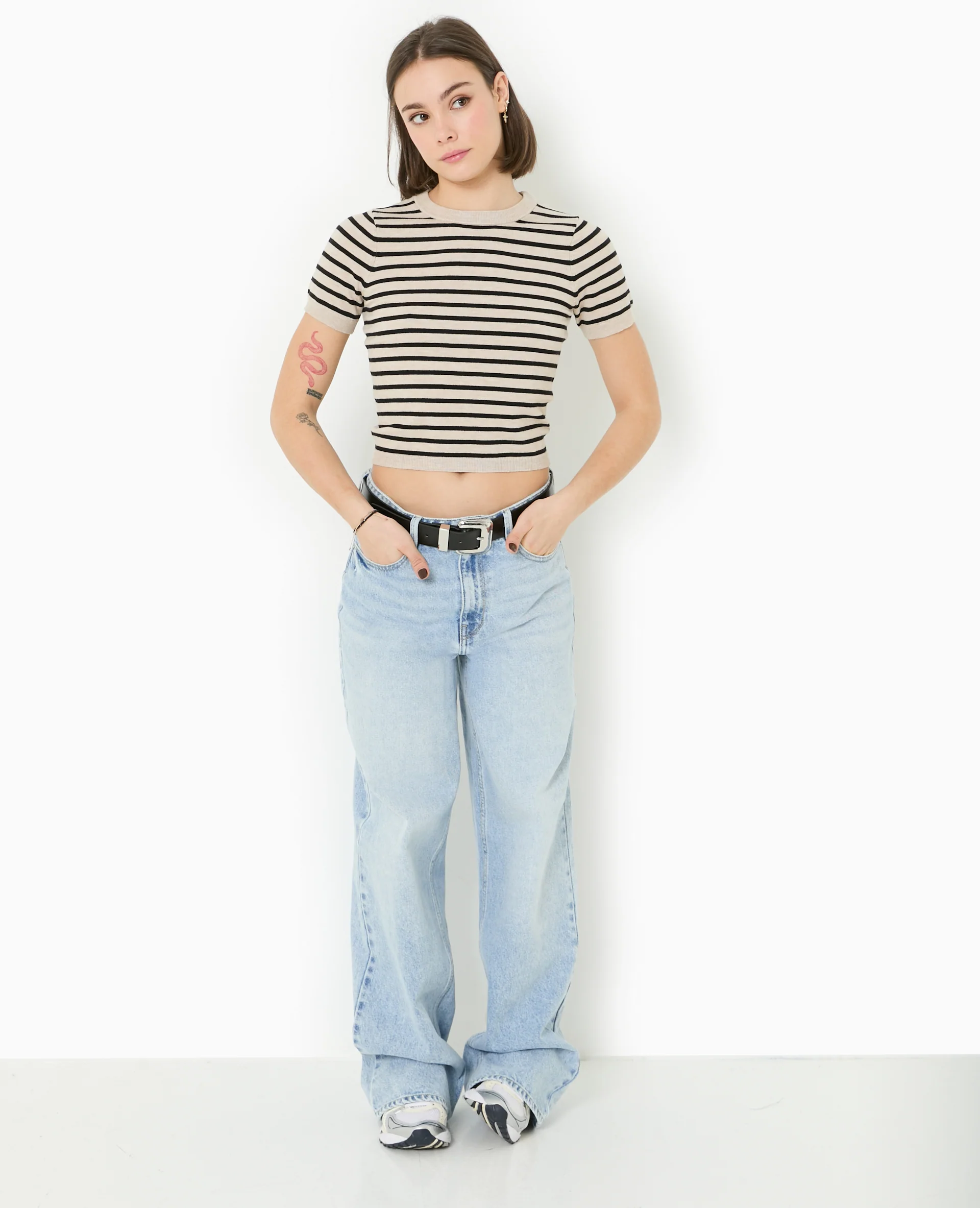 Pull manches courtes en maille fine - Image 2