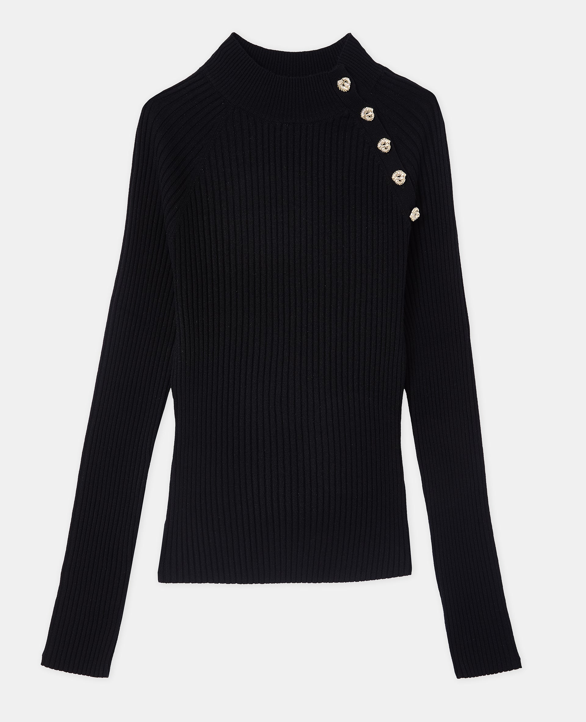 Pull moulant en maille côtelée avec boutons - Image 4