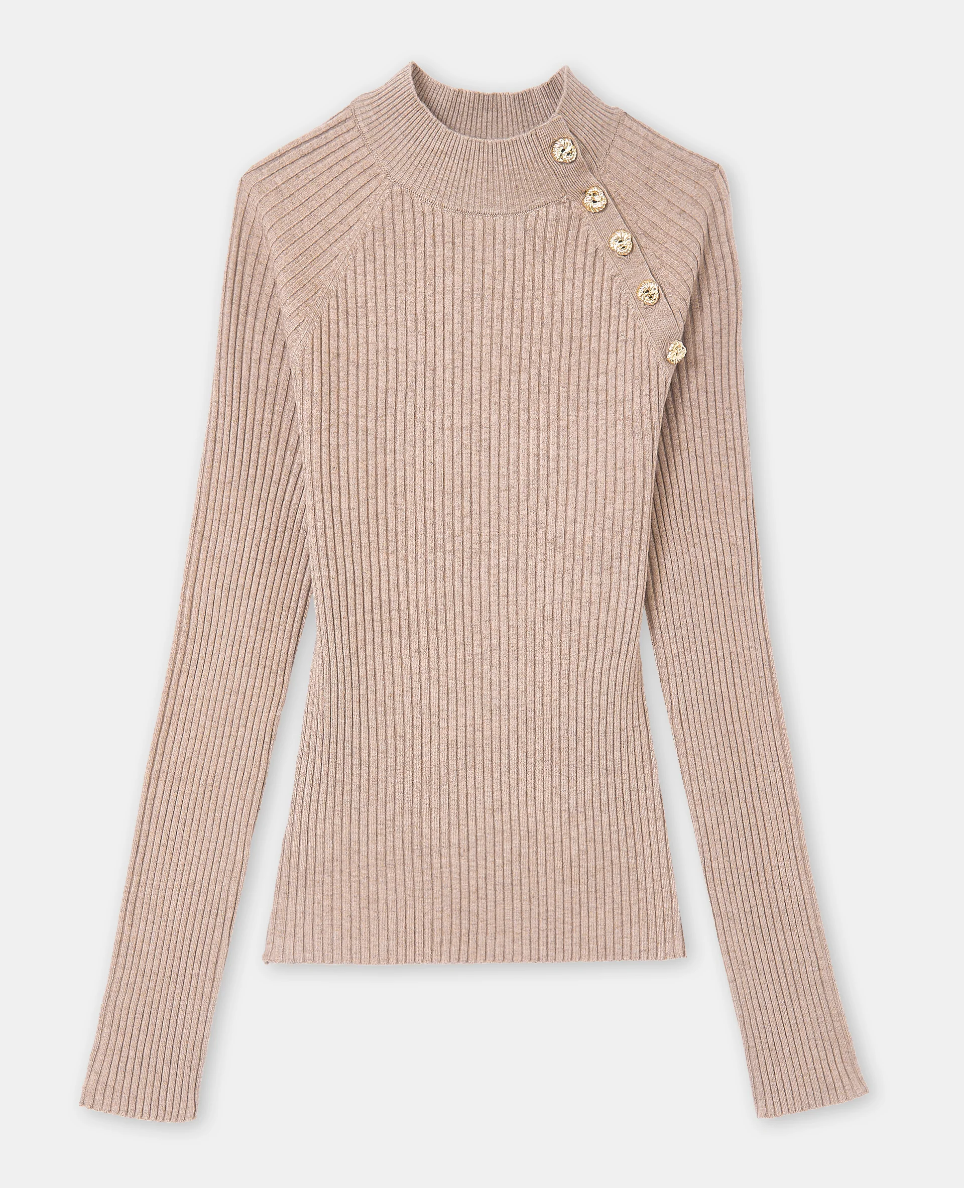 Pull moulant en maille côtelée avec boutons - Image 4