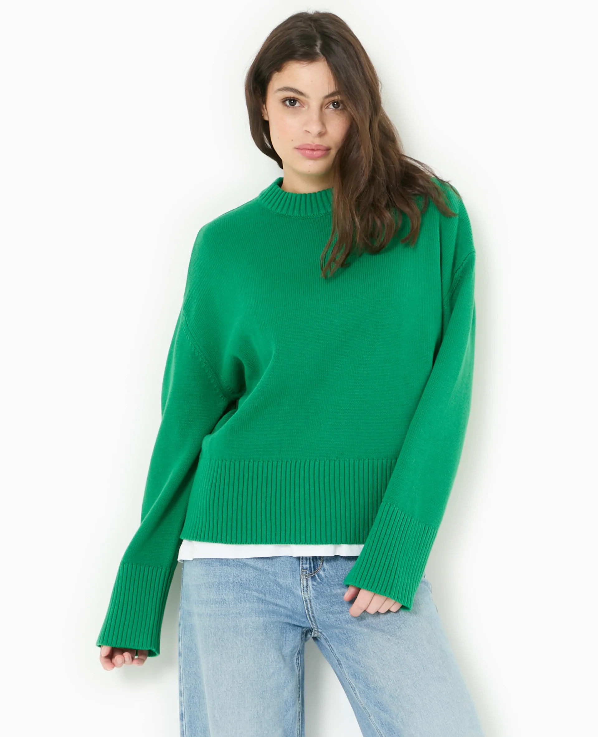 Pull oversize avec grands bord-côtes