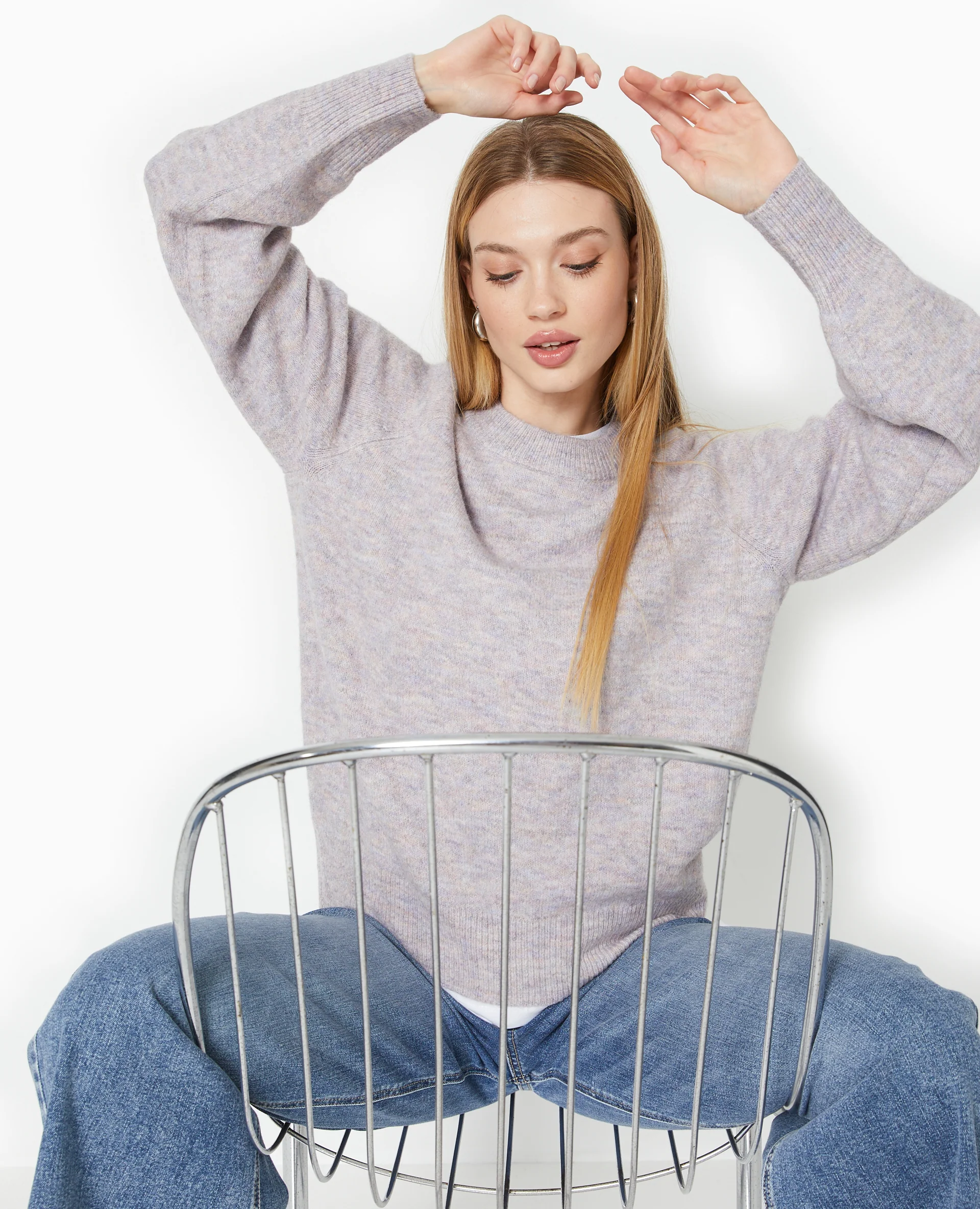 Pull oversize col rond manches raglans - Image 7