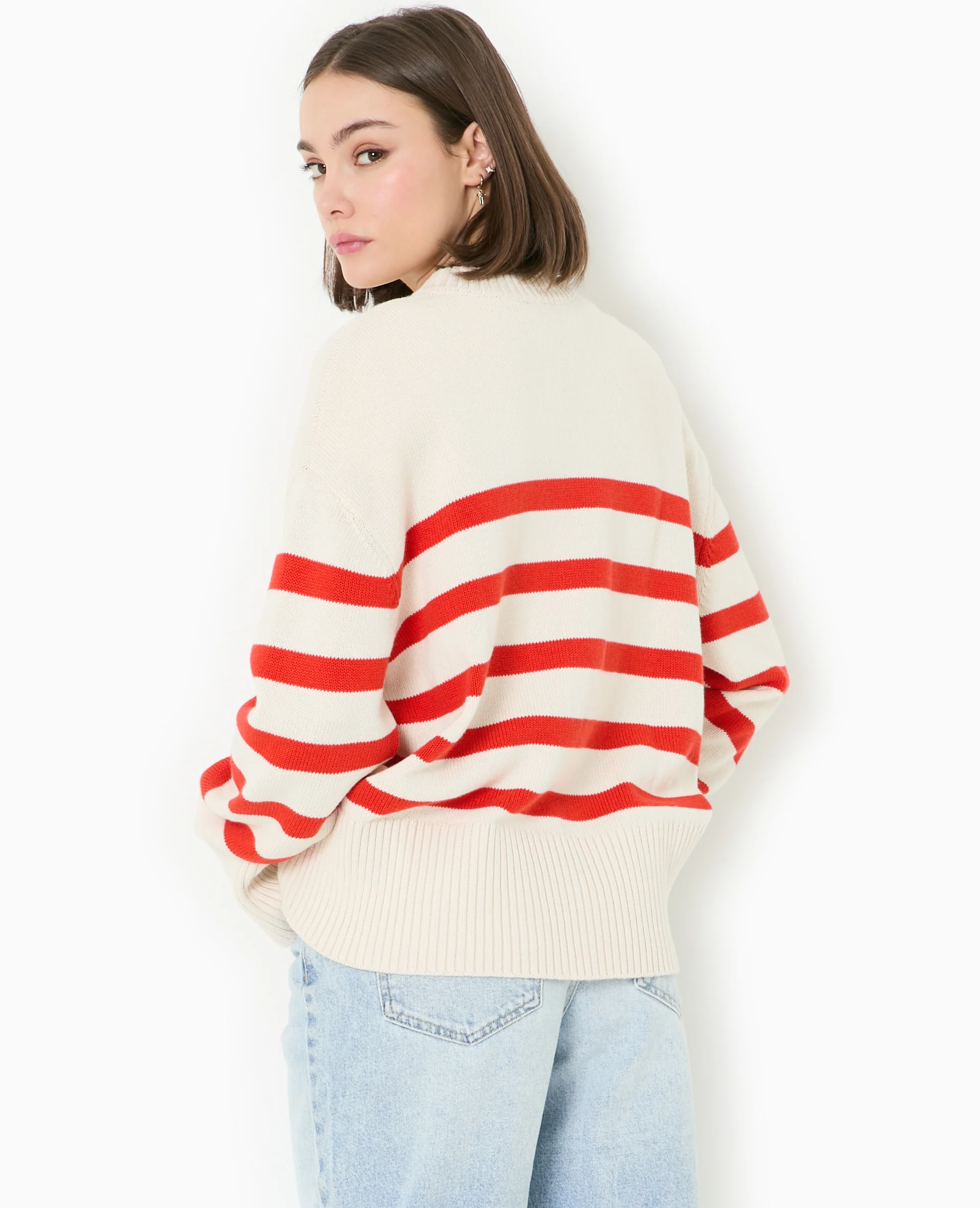 Pull oversize rayé avec grands bord-côtes - Image 6