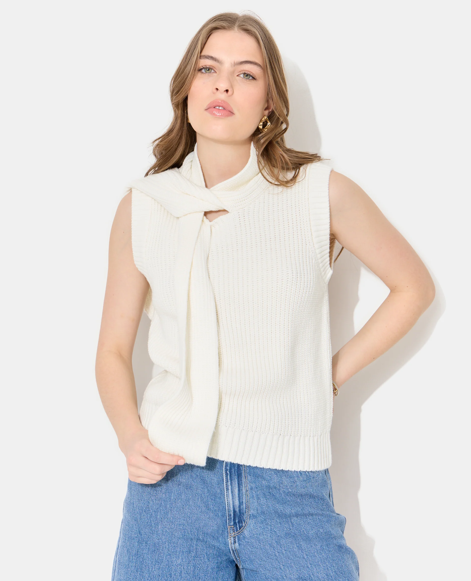 Pull sans manches avec col Ă nouer - Image 5