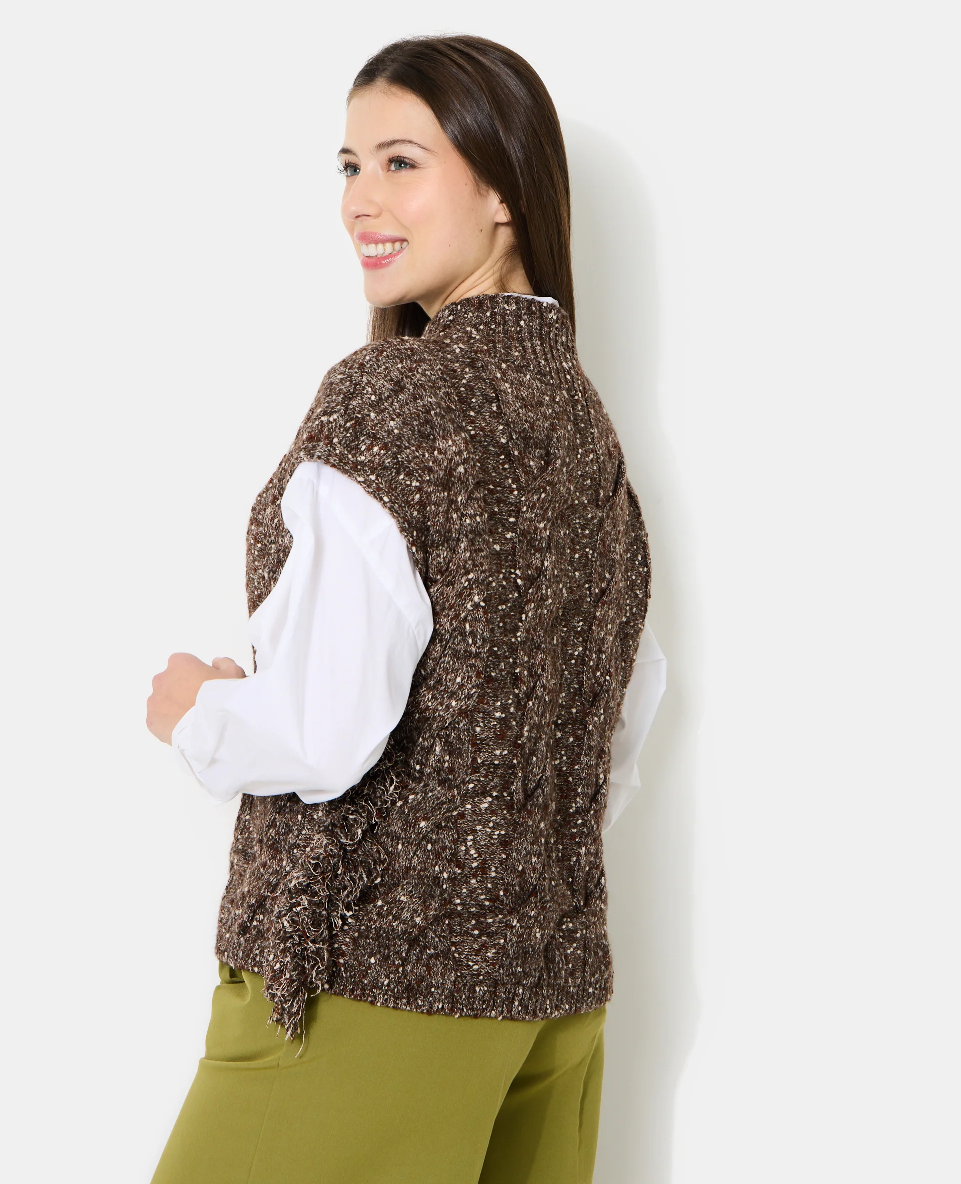 Pull sans manches avec maille torsadée - Image 6