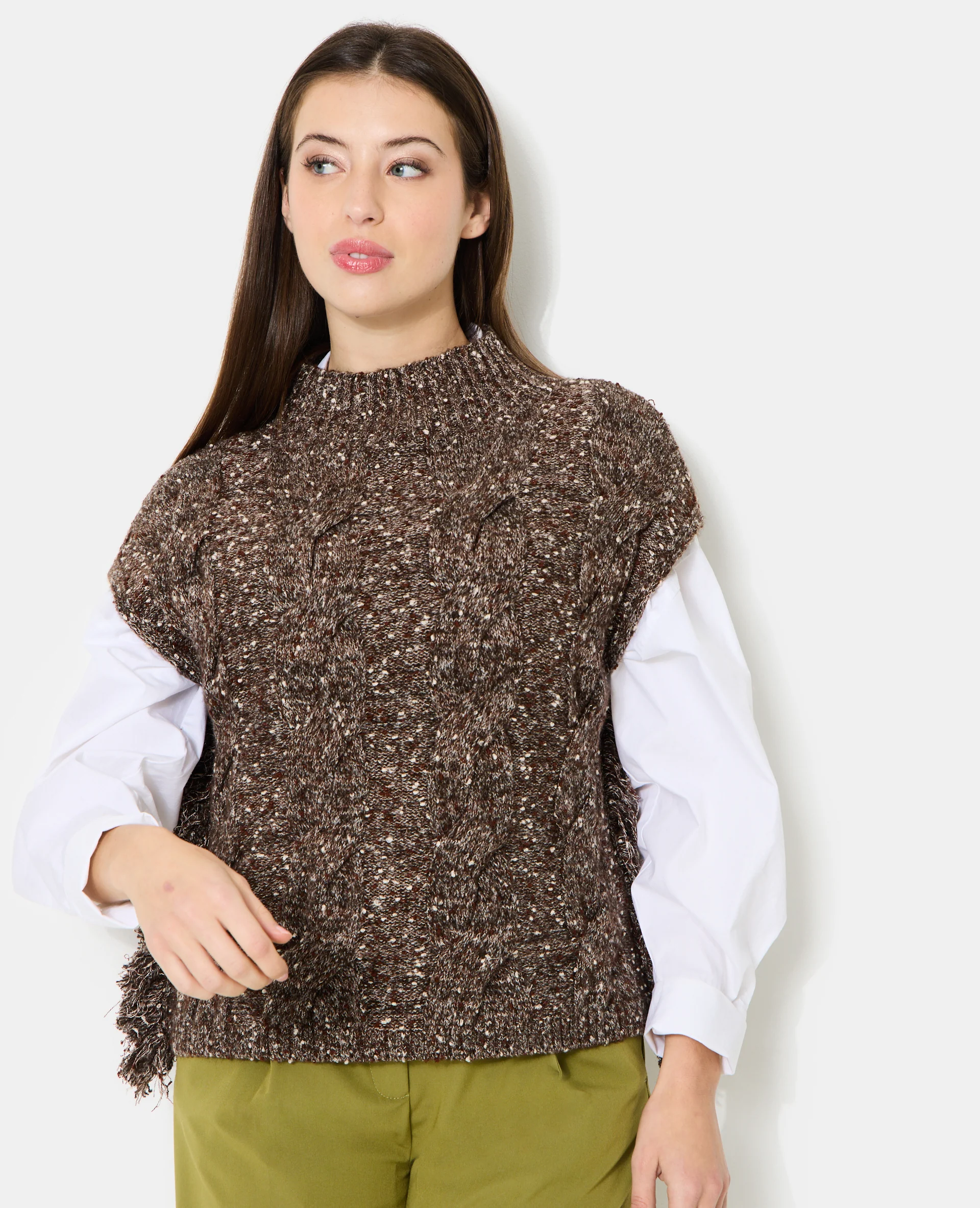 Pull sans manches avec maille torsadée - Image 7