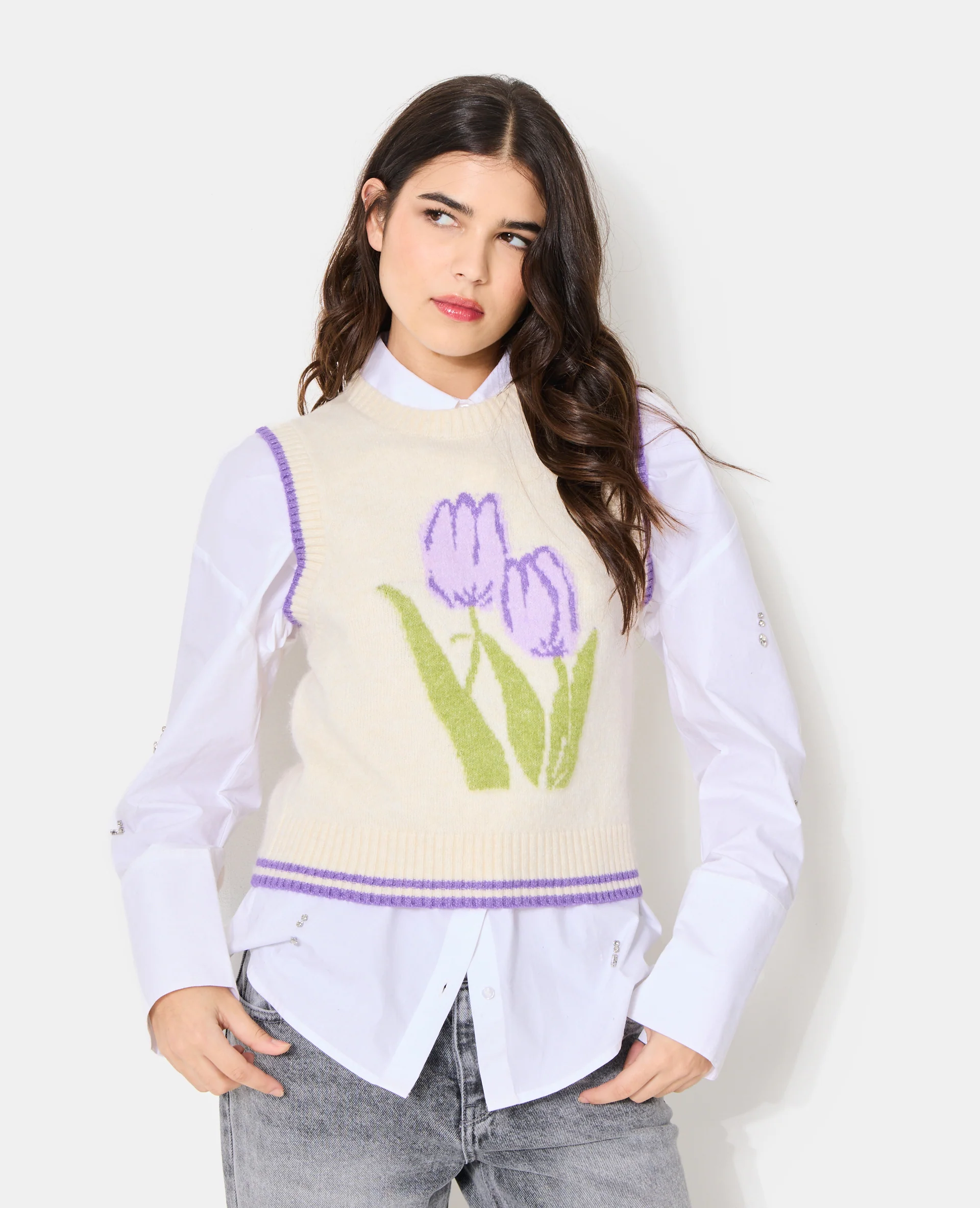 Pull sans manches avec tulipes - Image 7