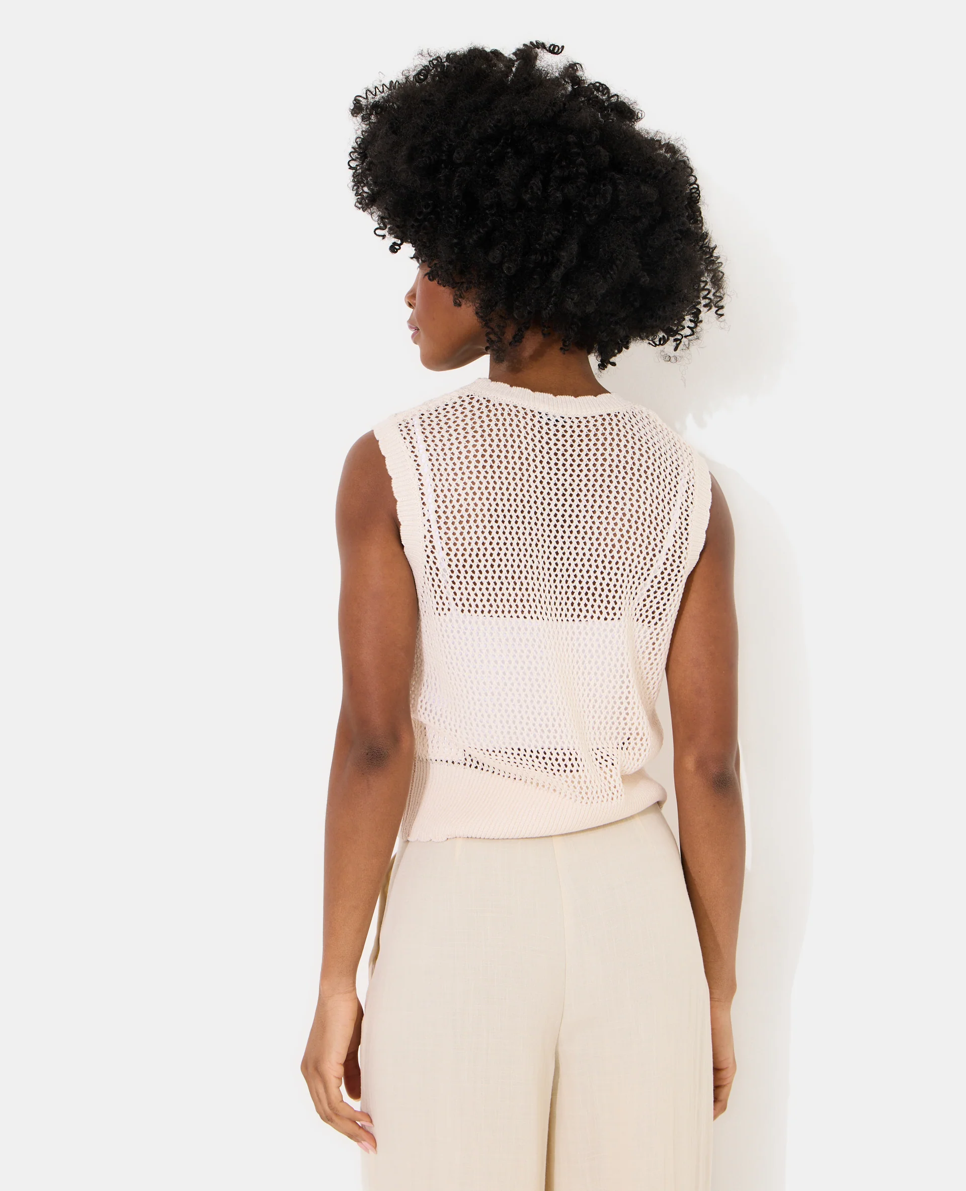 Pull sans manches en maille ajourée - Image 5