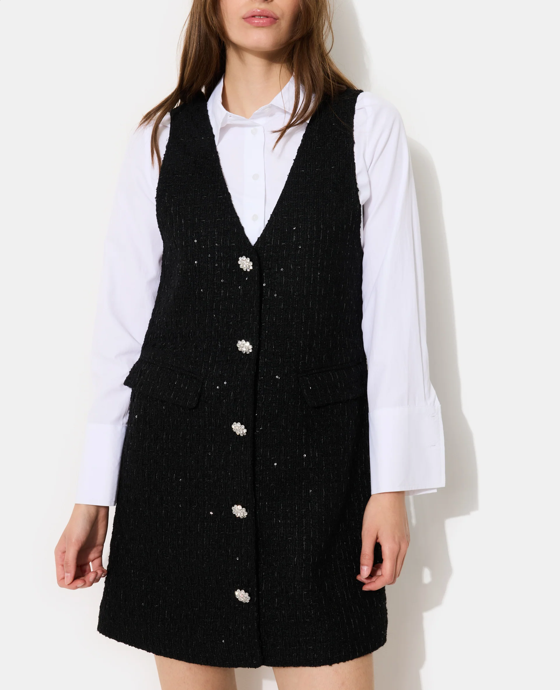 Robe chasuble en tweed avec sequins - Image 3