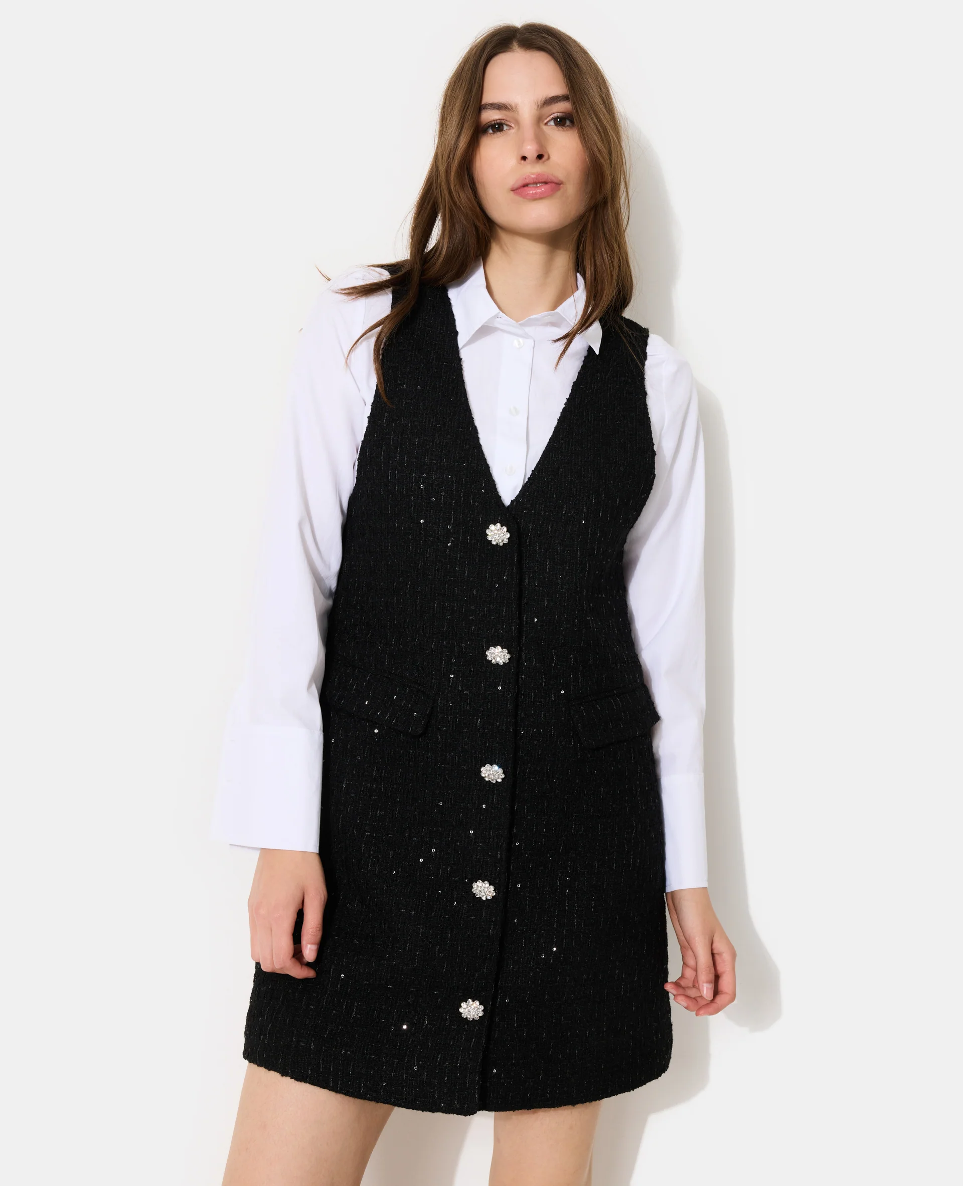 Robe chasuble en tweed avec sequins - Image 5