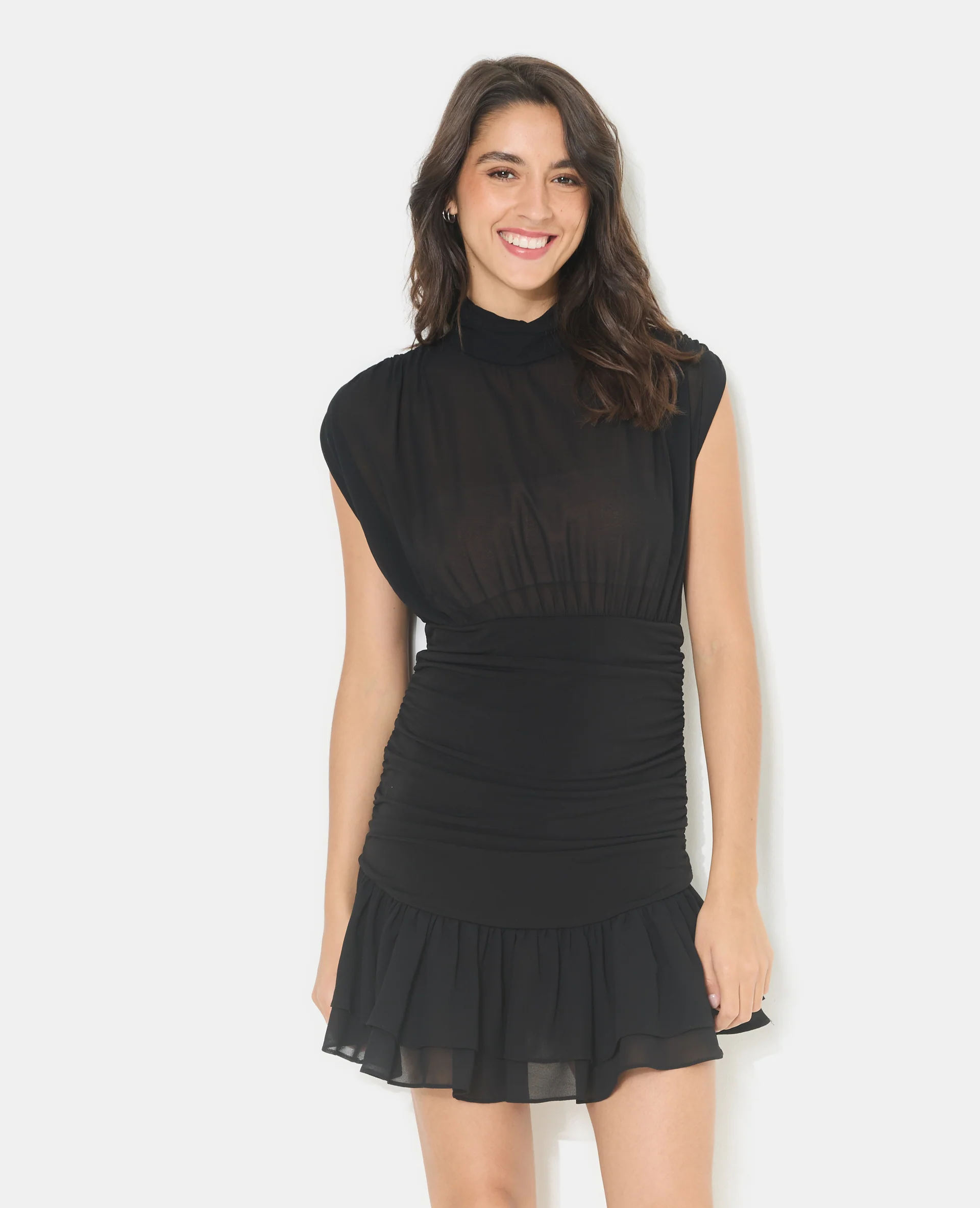 Robe courte avec fronces et volants - Image 5