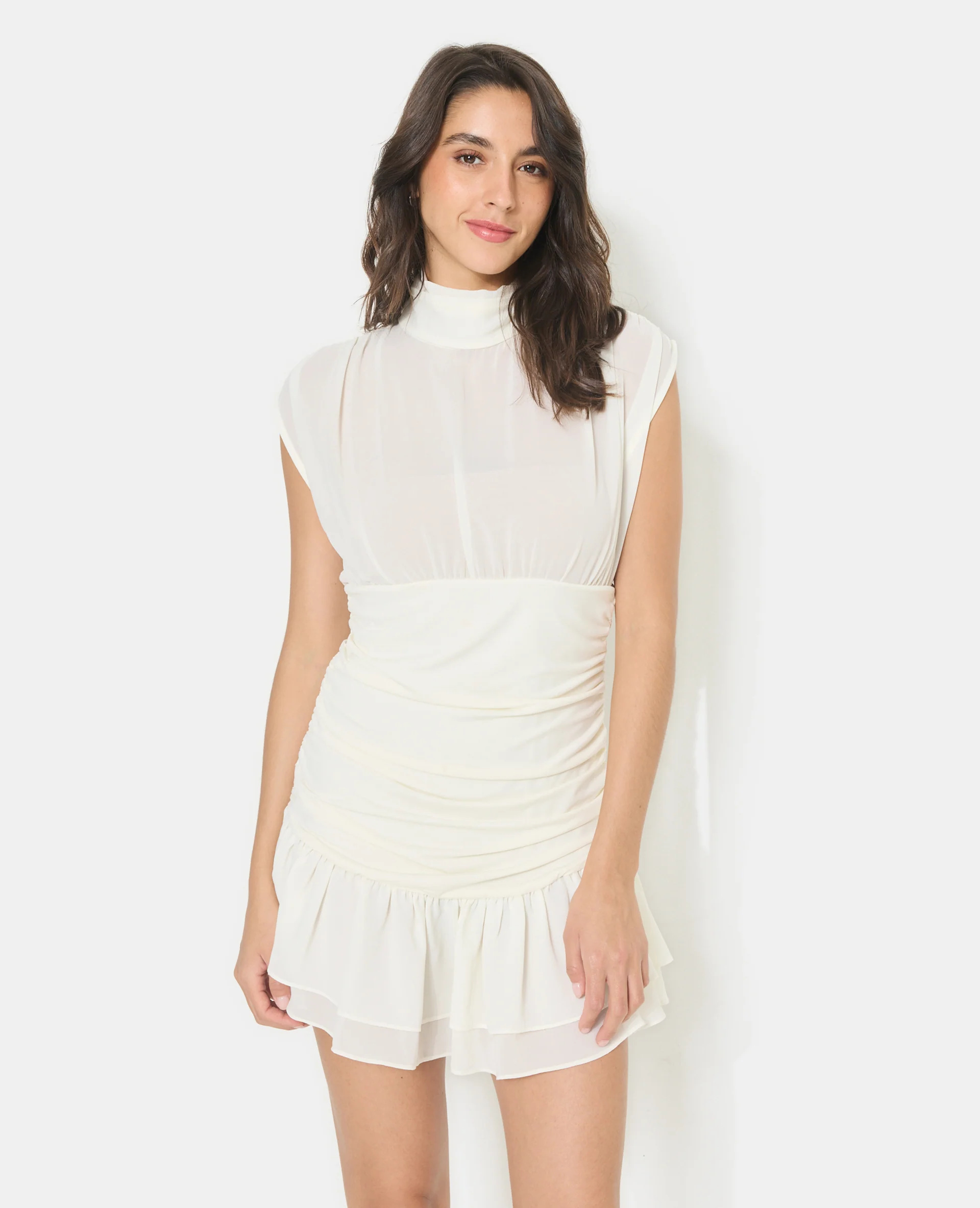 Robe courte avec fronces et volants - Image 5