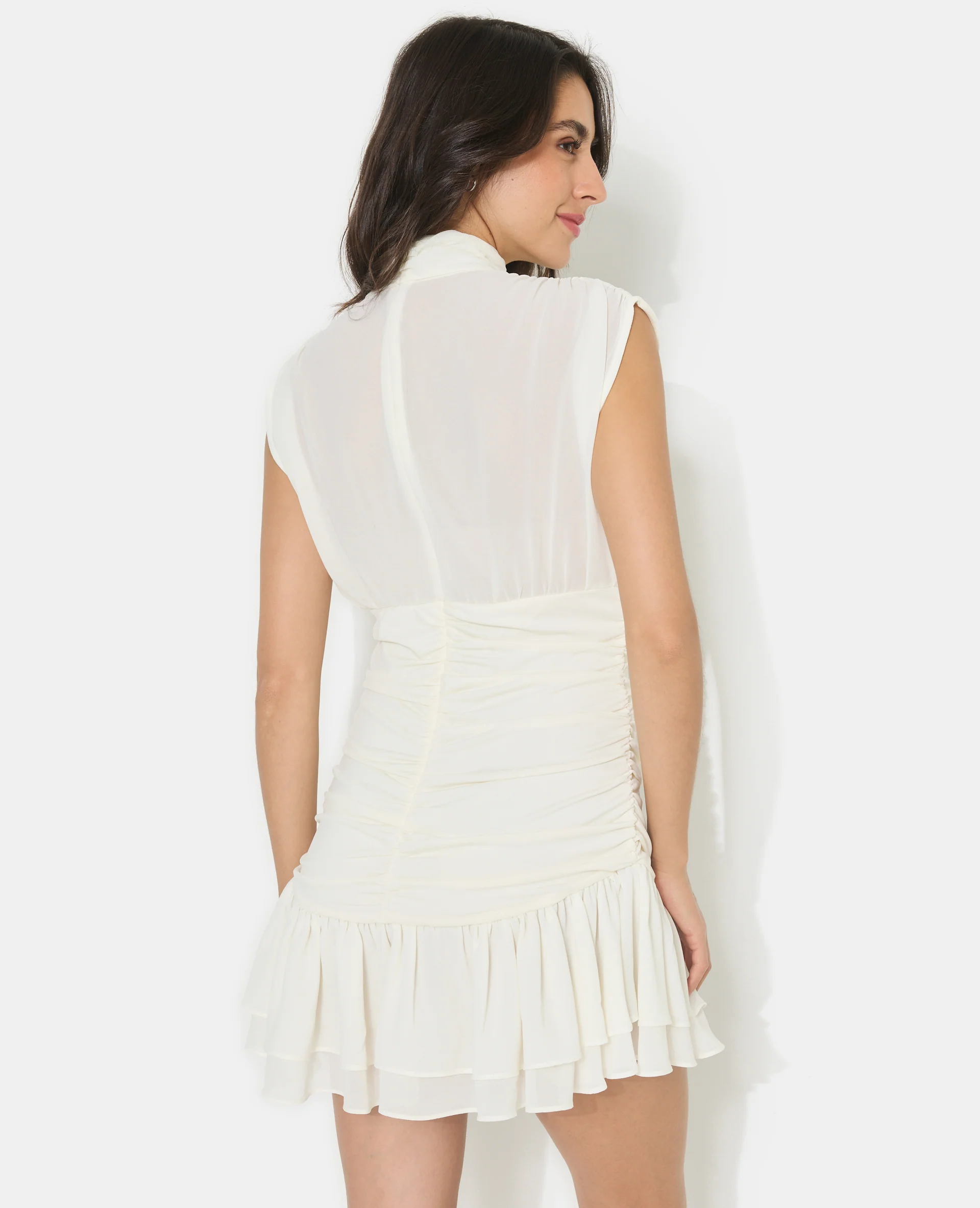Robe courte avec fronces et volants - Image 6