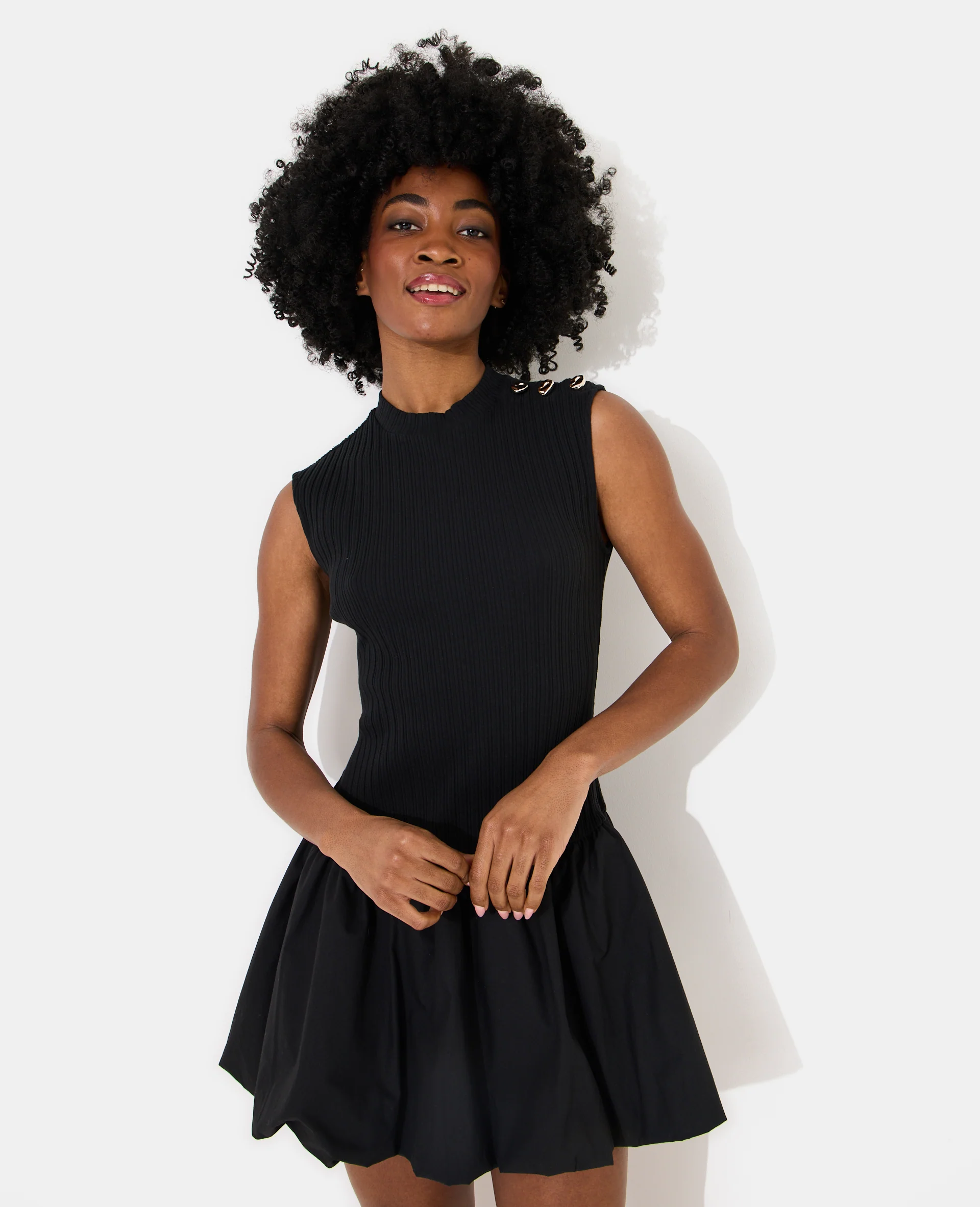 Robe courte boule bi-matière - Image 3