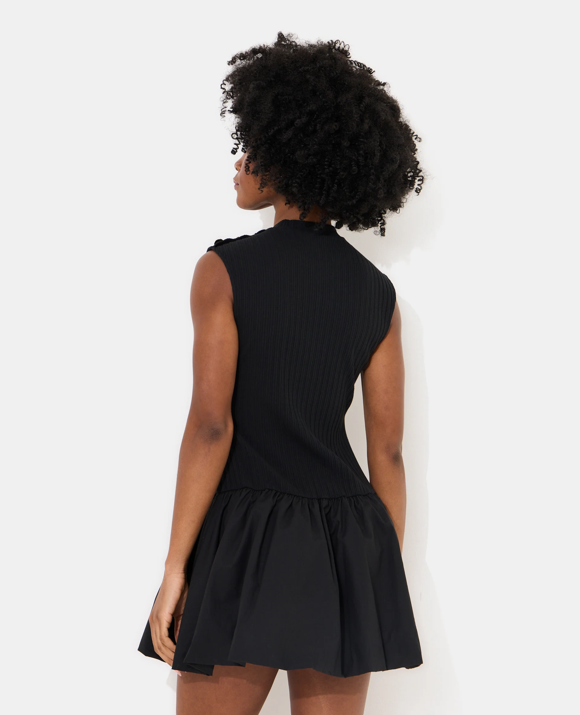 Robe courte boule bi-matière - Image 6