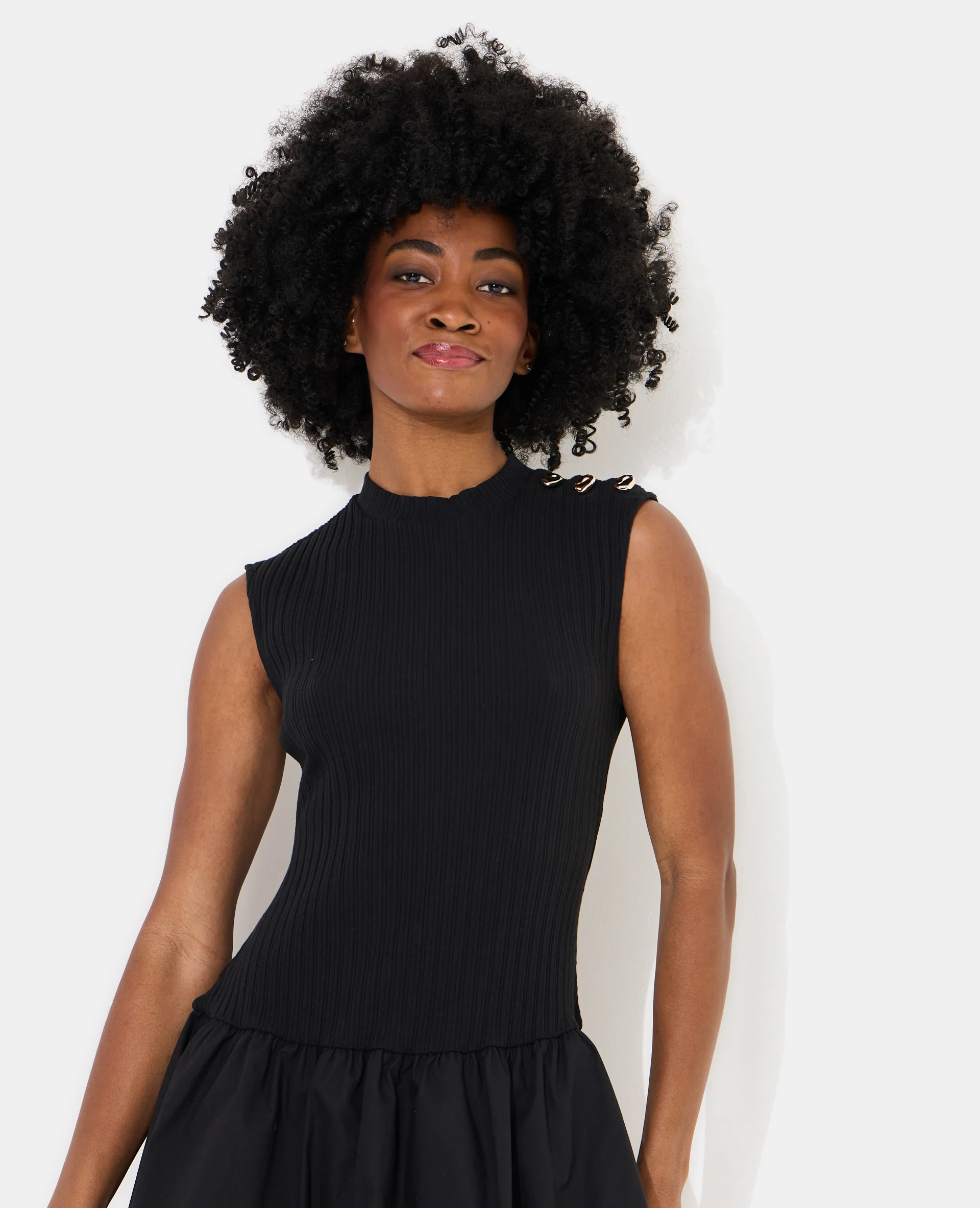 Robe courte boule bi-matière - Image 7