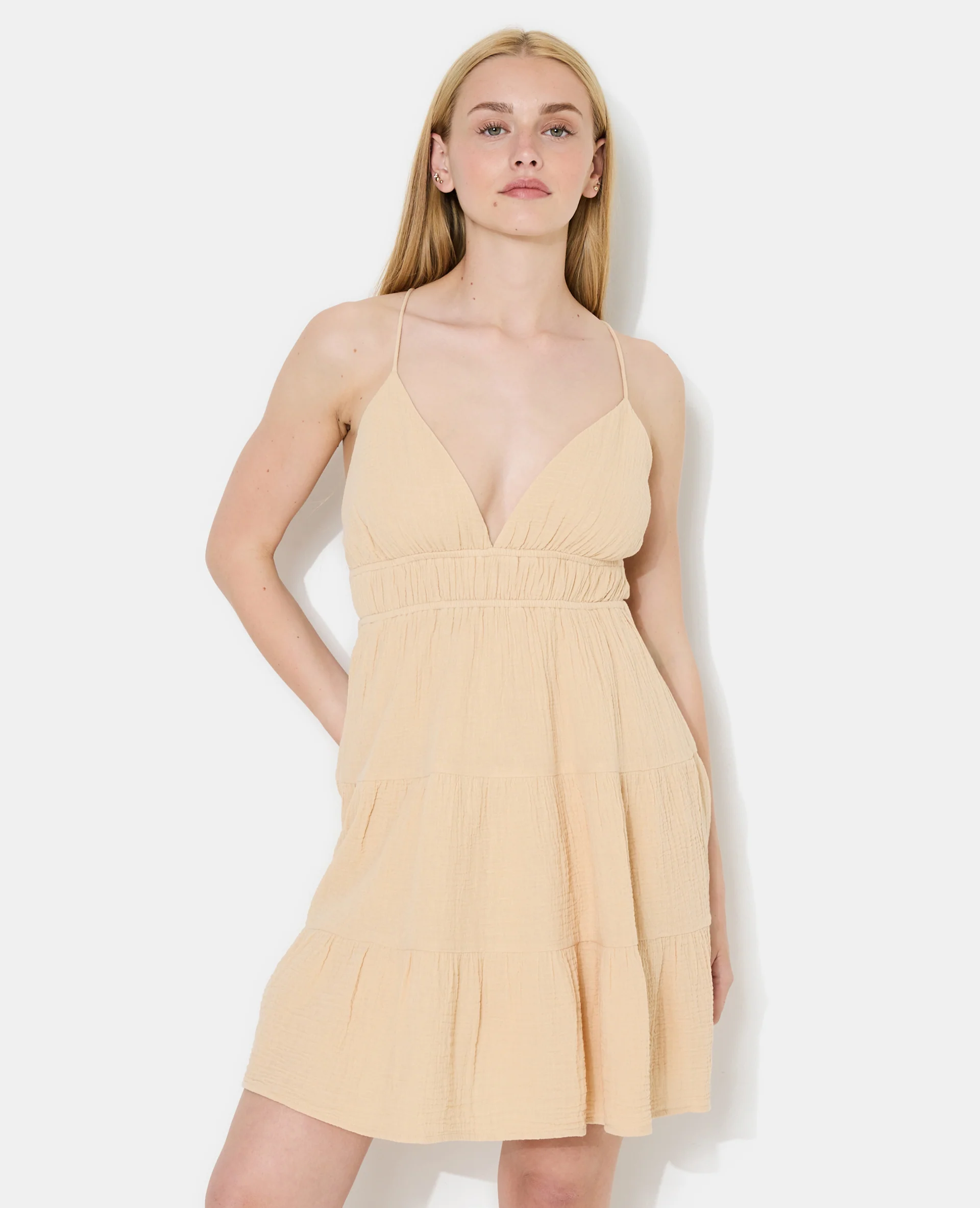 Robe courte dos-nu en gaze de coton - Image 5
