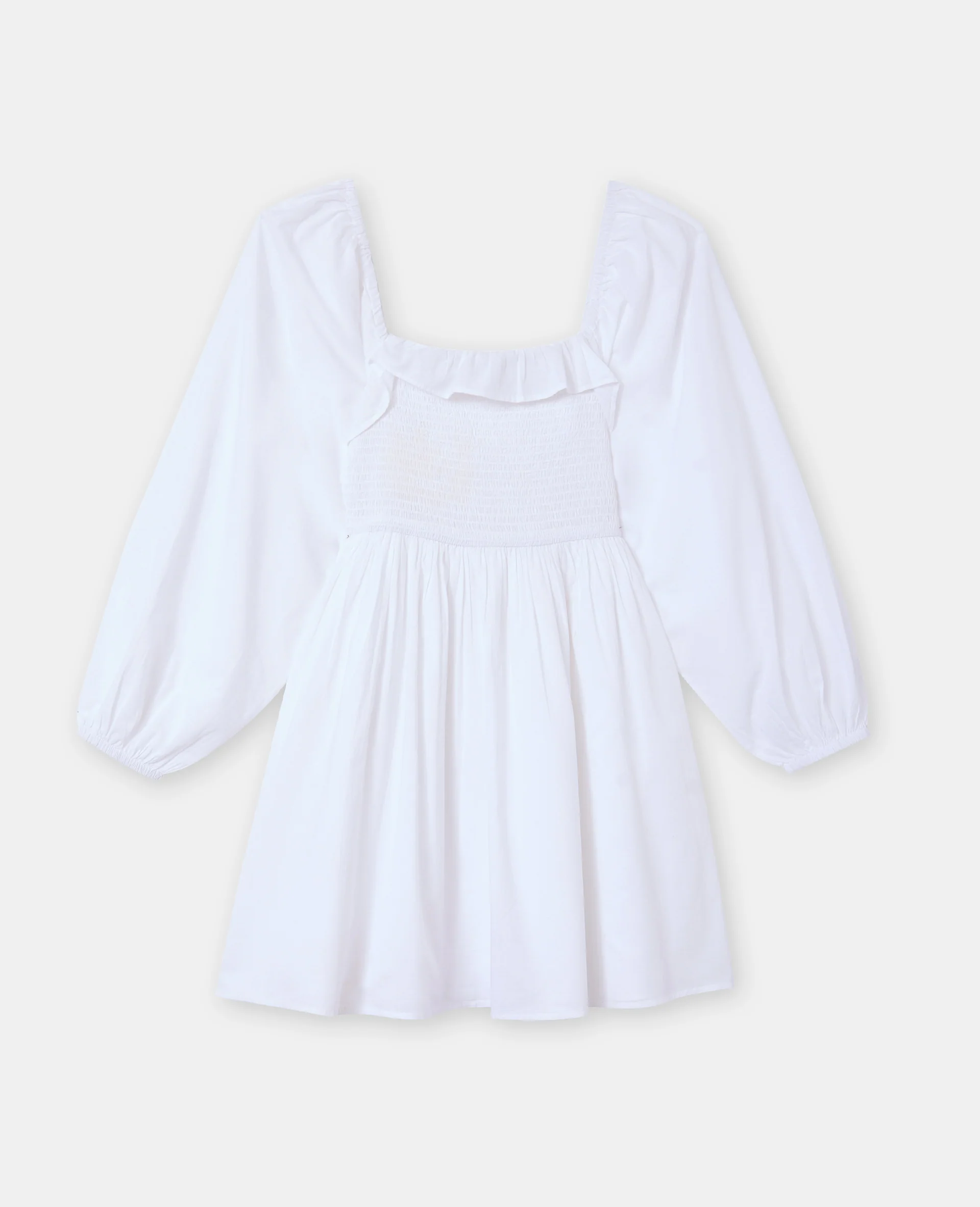 Robe courte en popeline avec manches ballons - Image 4