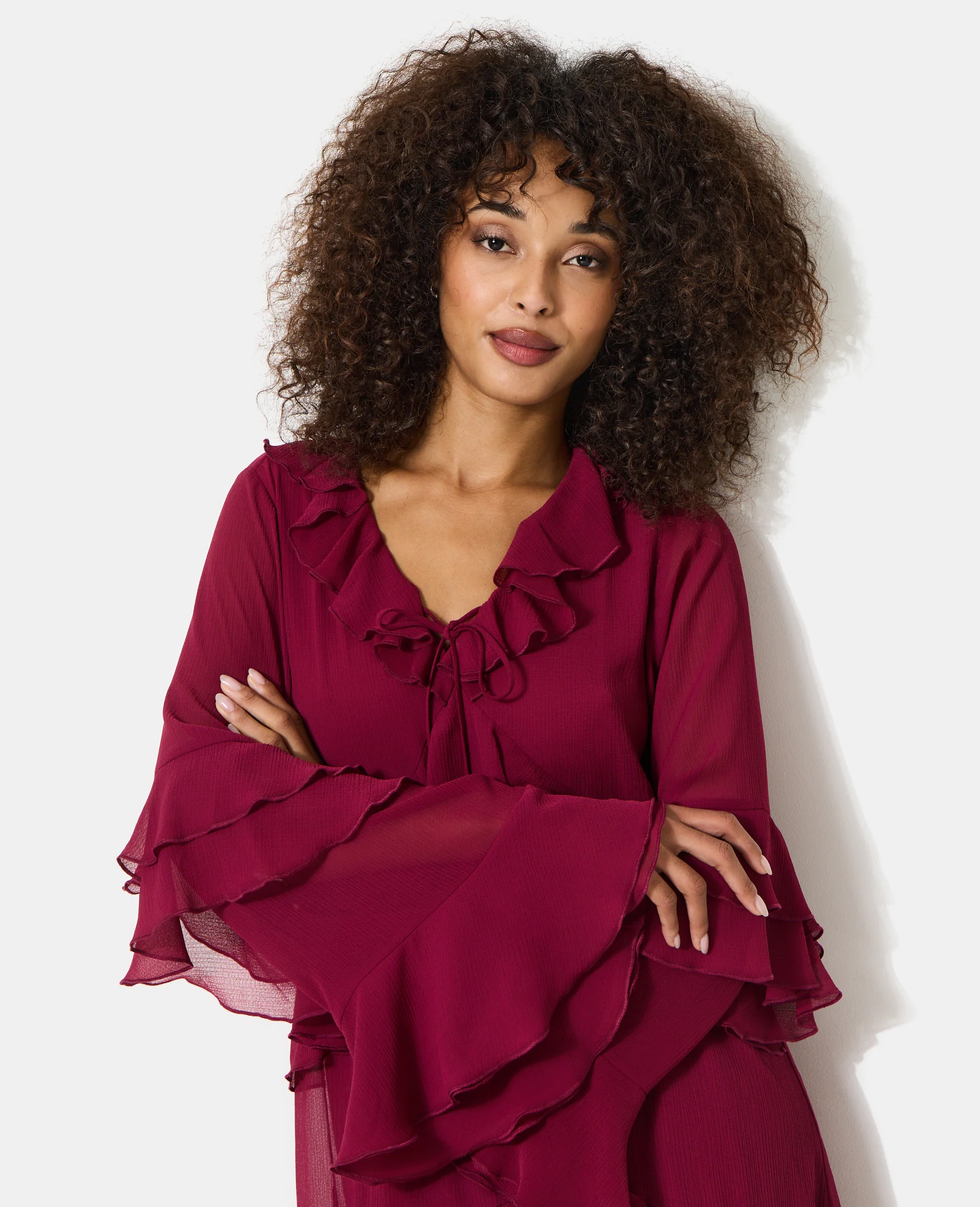 Robe courte en voile avec volants - Image 2