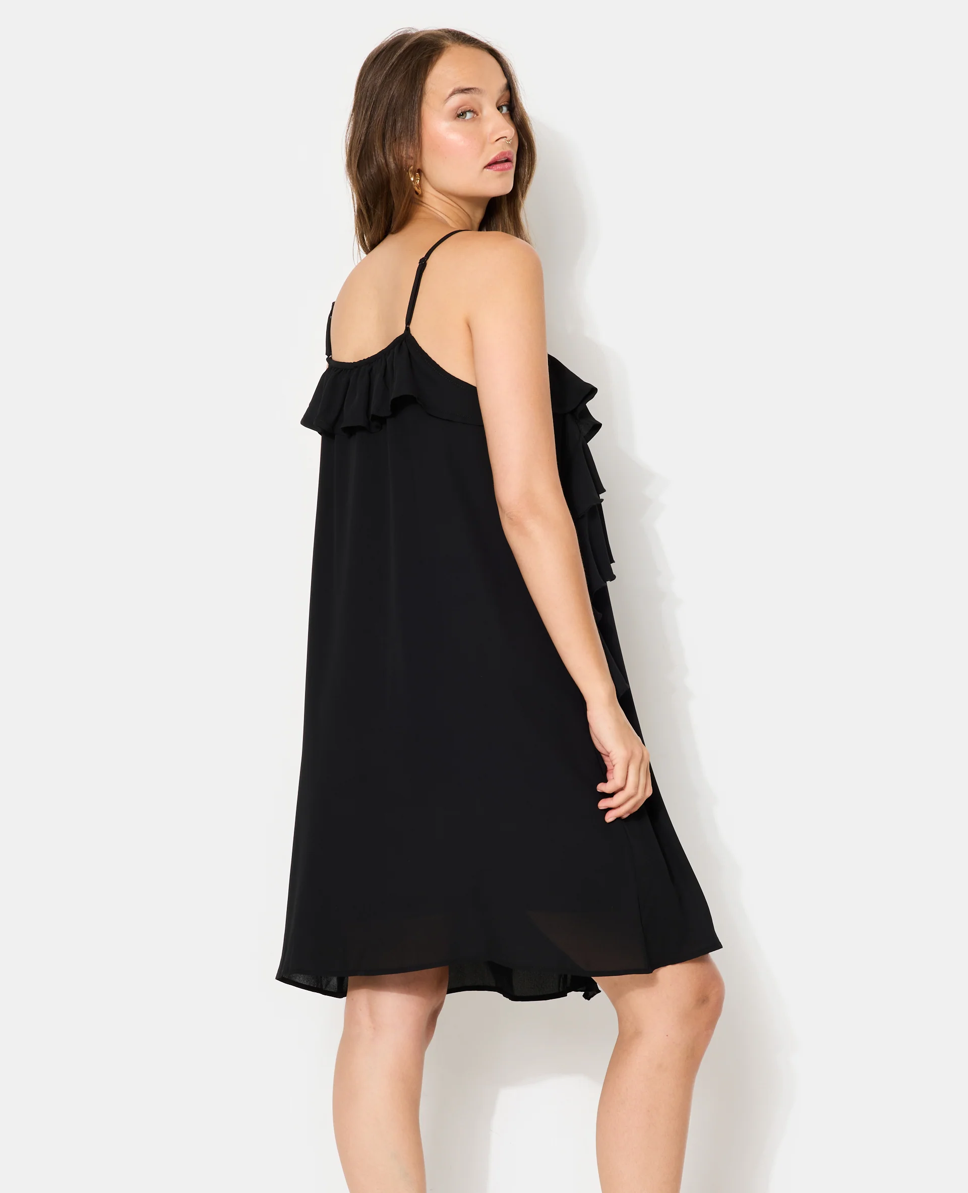 Robe courte en voile avec volants et fleur - Image 6