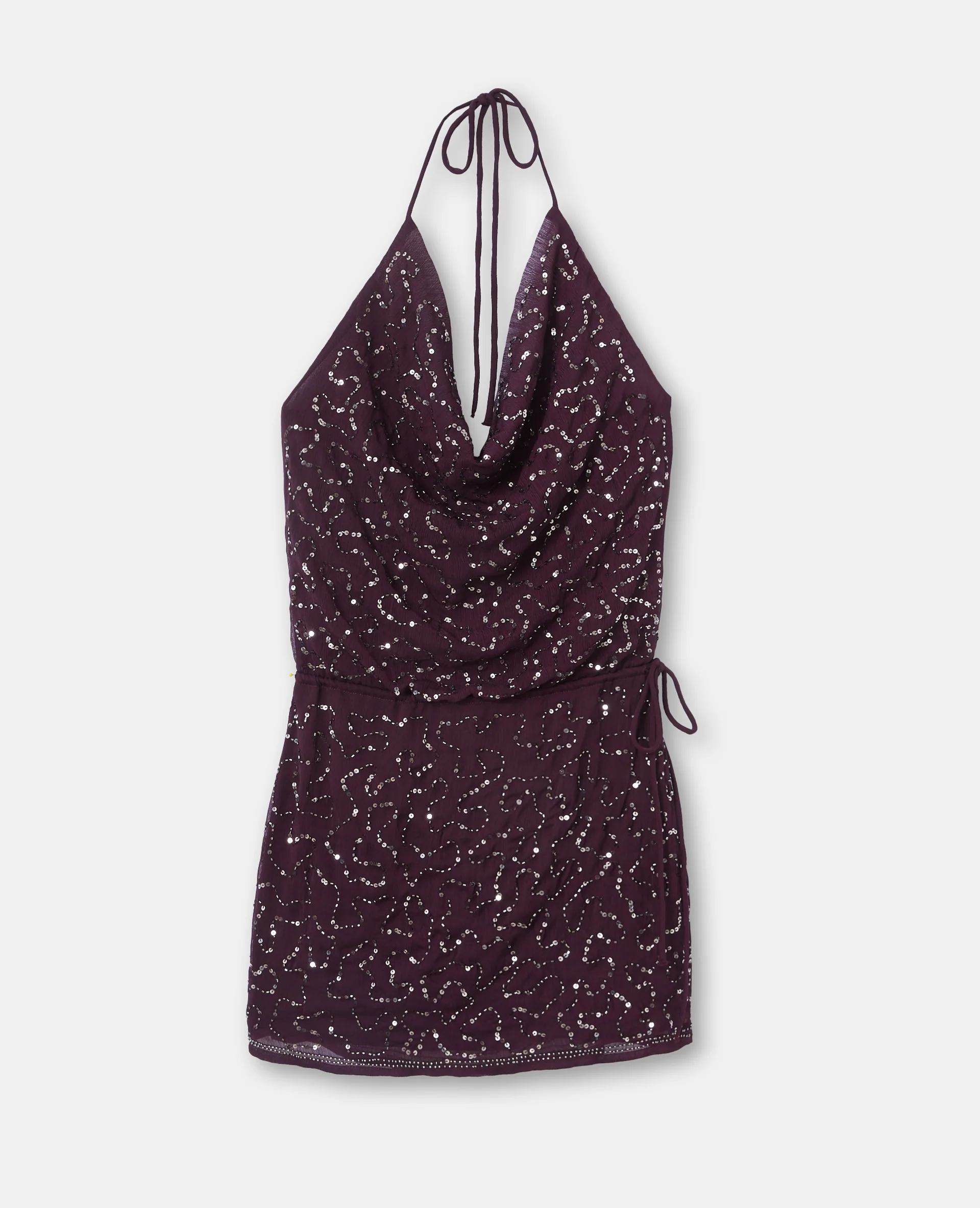 Robe dos-nu en voile avec sequins et perles - Image 4