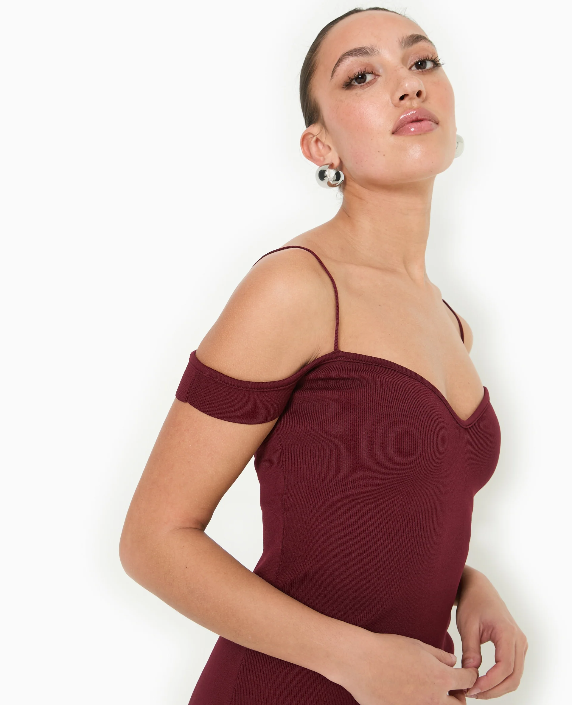 Robe en maille encolure Bardot - Image 3