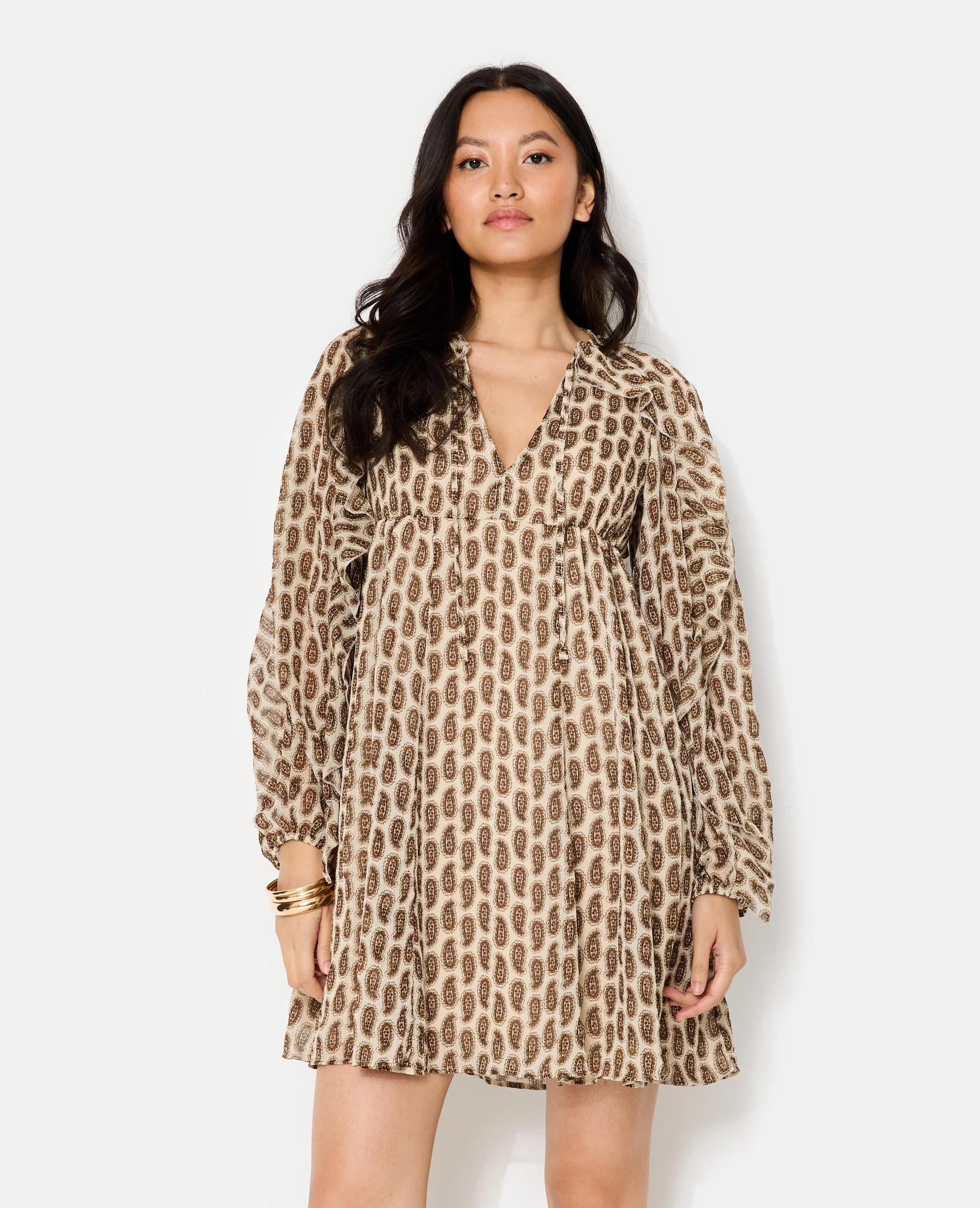 Robe en voile avec volants motifs cachemire - Image 3