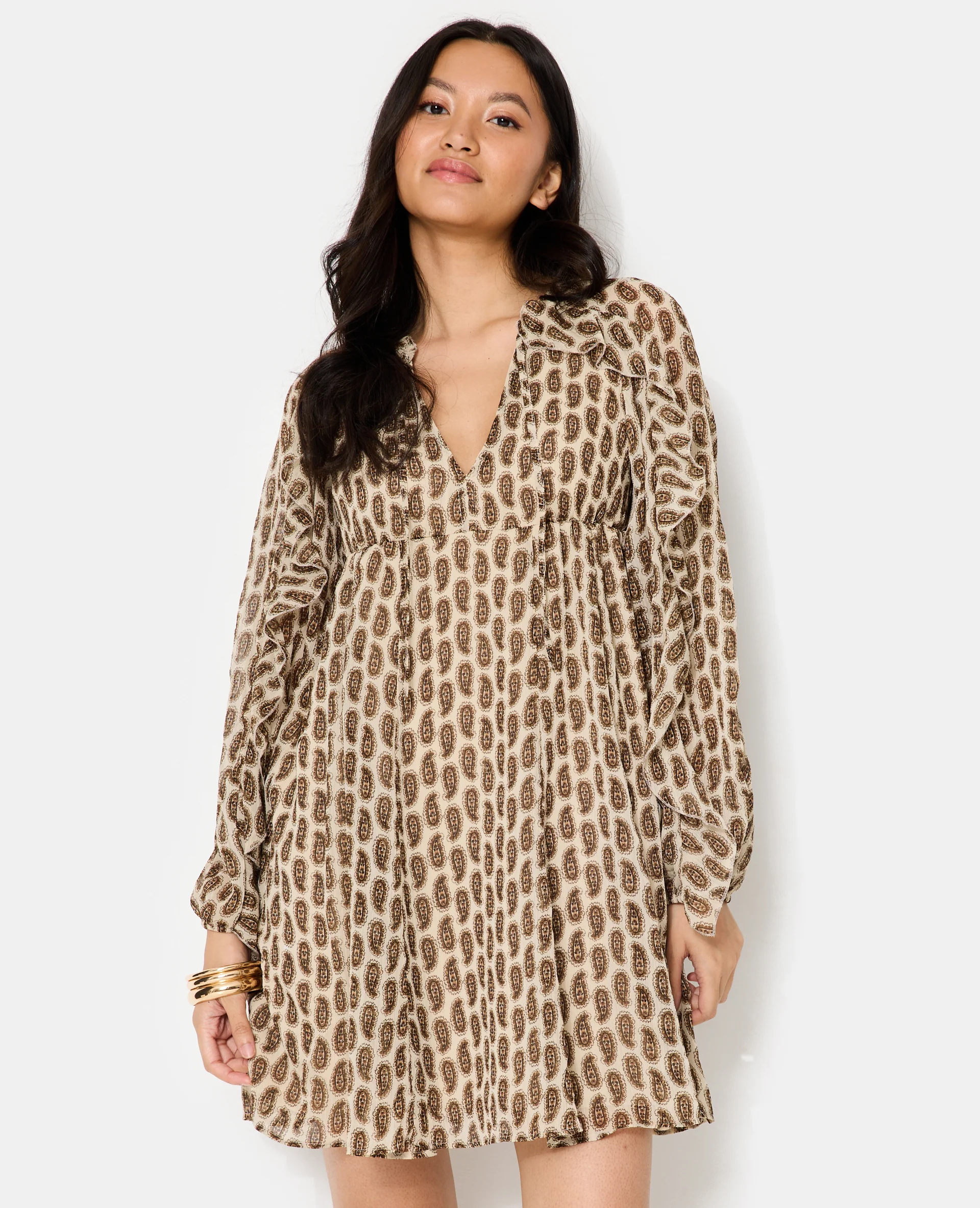 Robe en voile avec volants motifs cachemire - Image 5