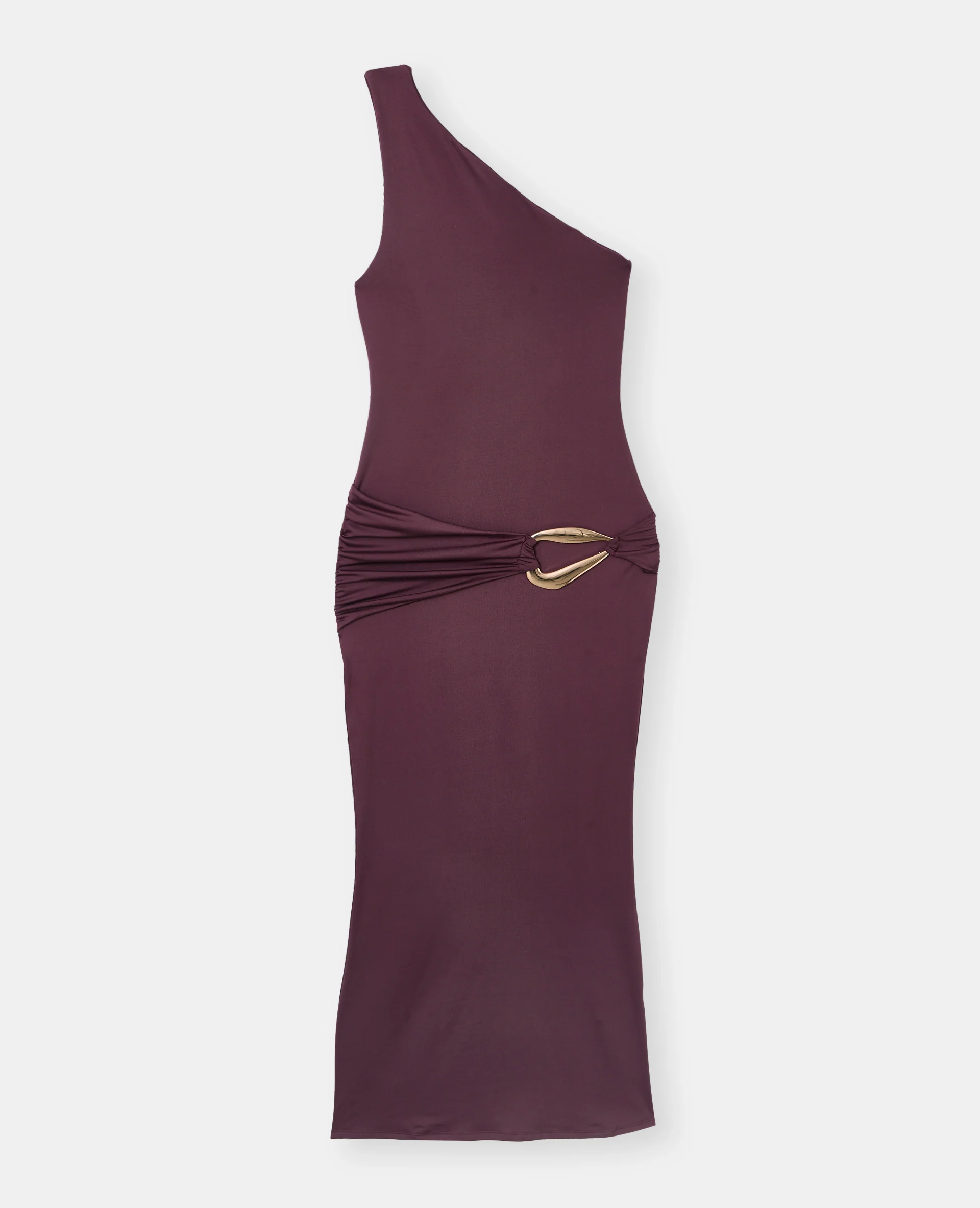 Robe longue asymétrique avec ceinture et boucle - Image 4