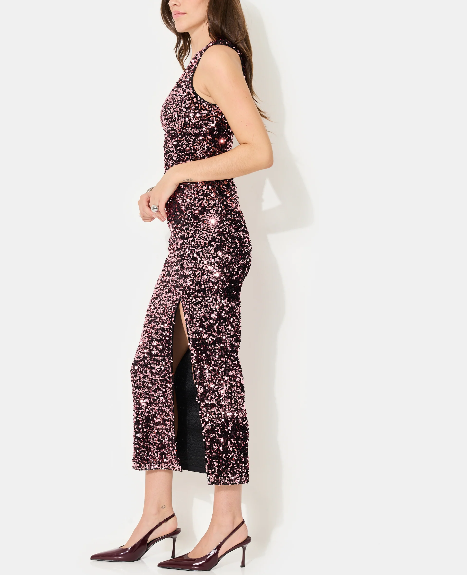 Robe longue asymétrique avec sequins - Image 7