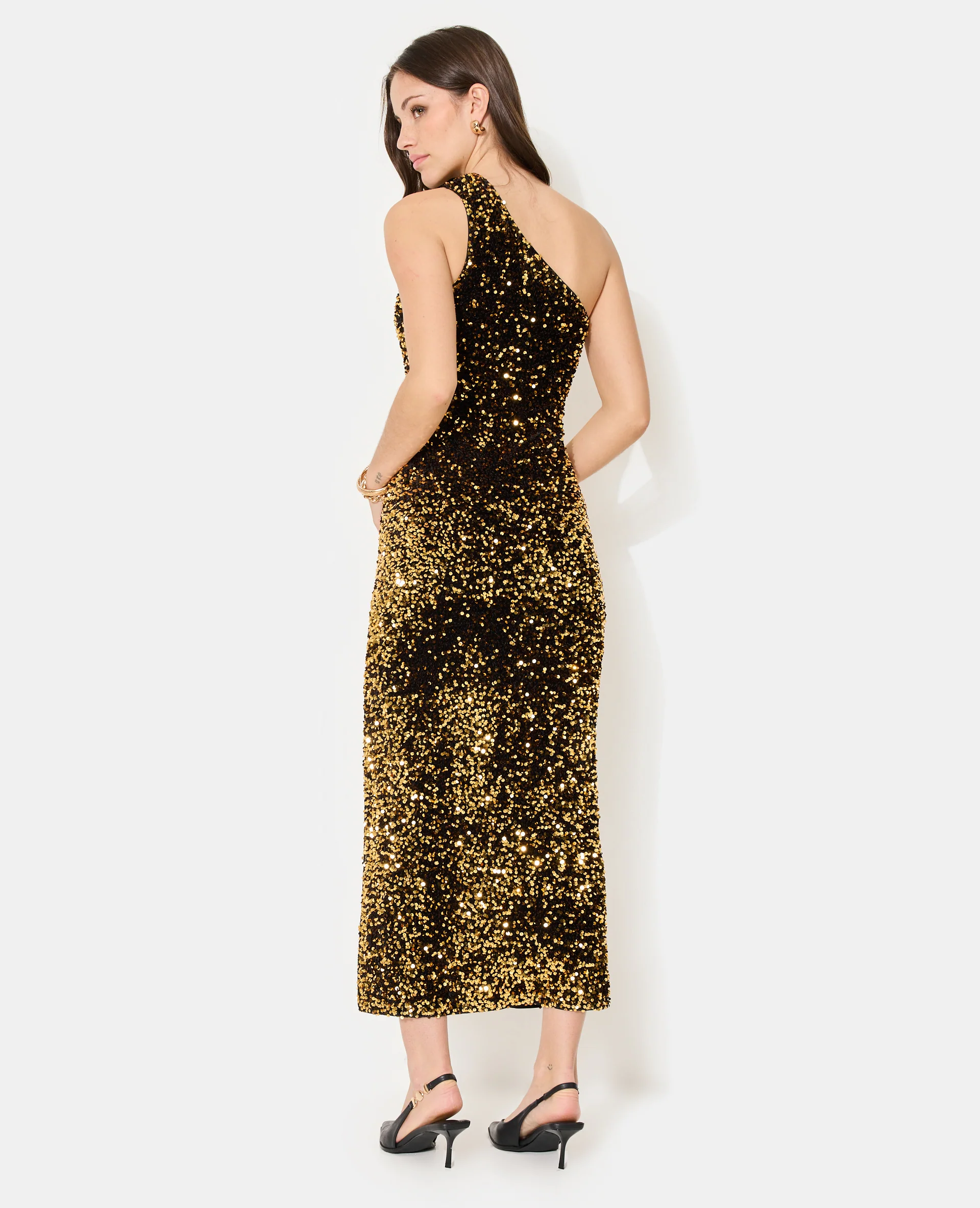 Robe longue asymétrique avec sequins - Image 6