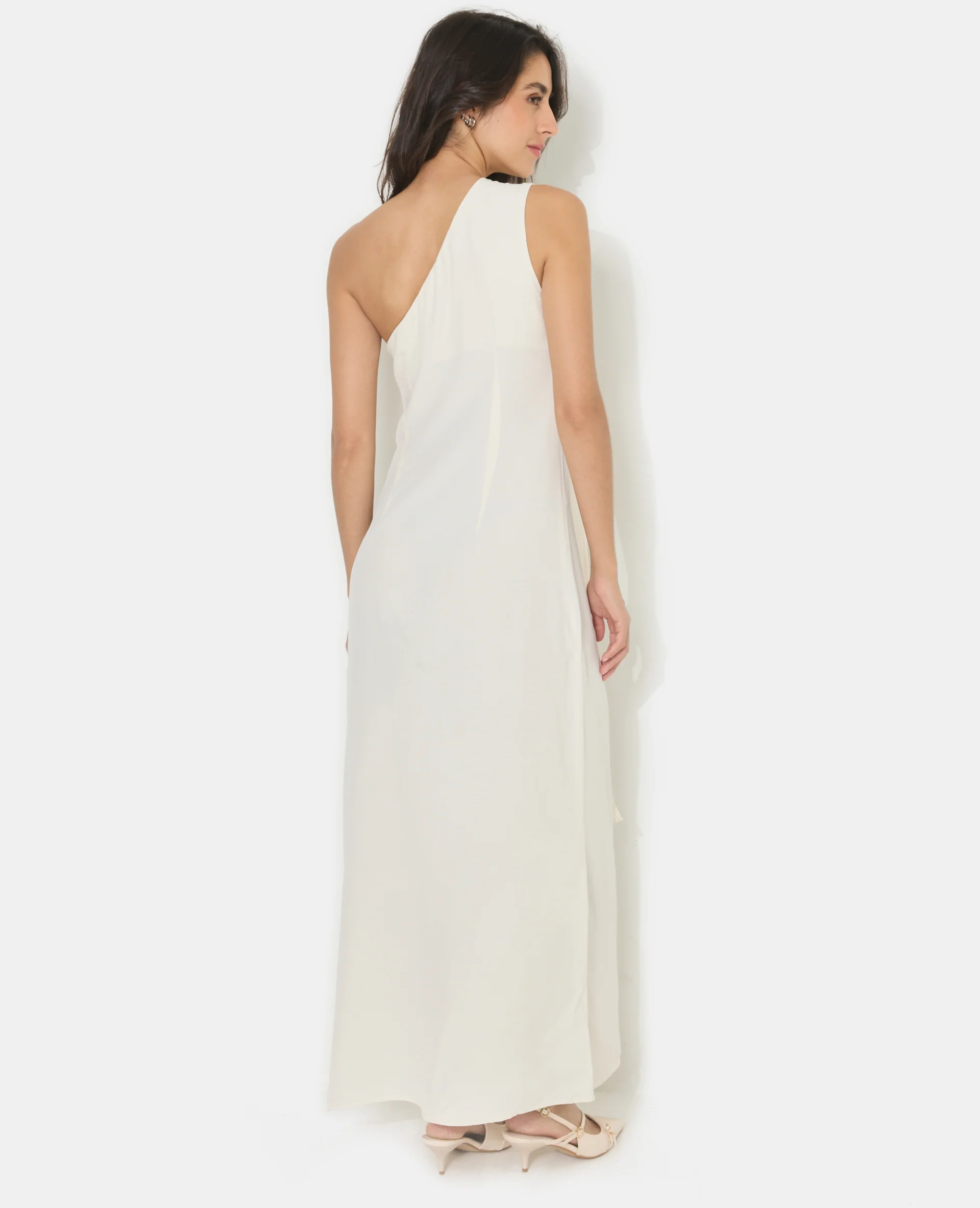 Robe longue asymétrique one shoulder avec drapé - Image 6