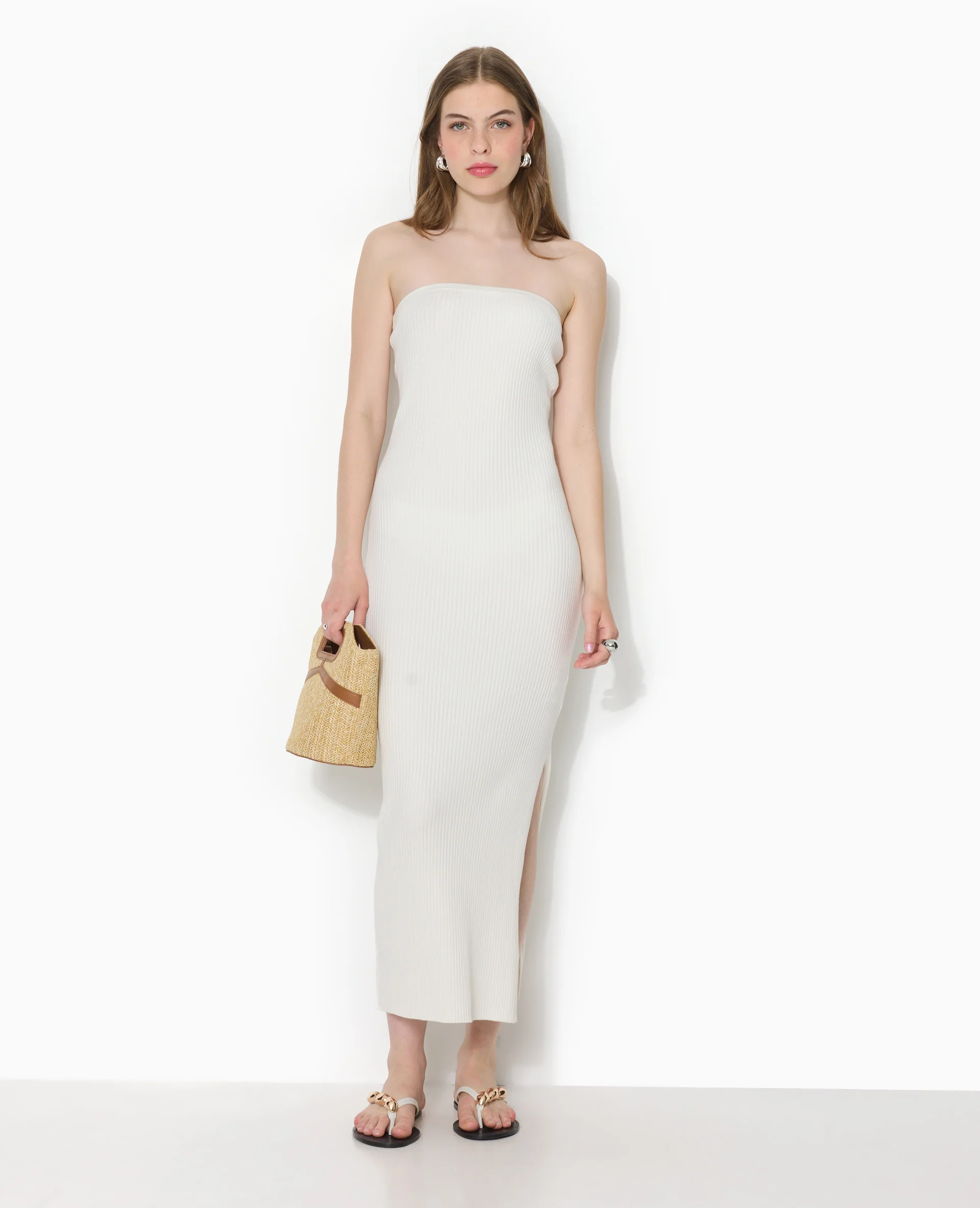 Robe longue bustier en maille côtelée - Image 5