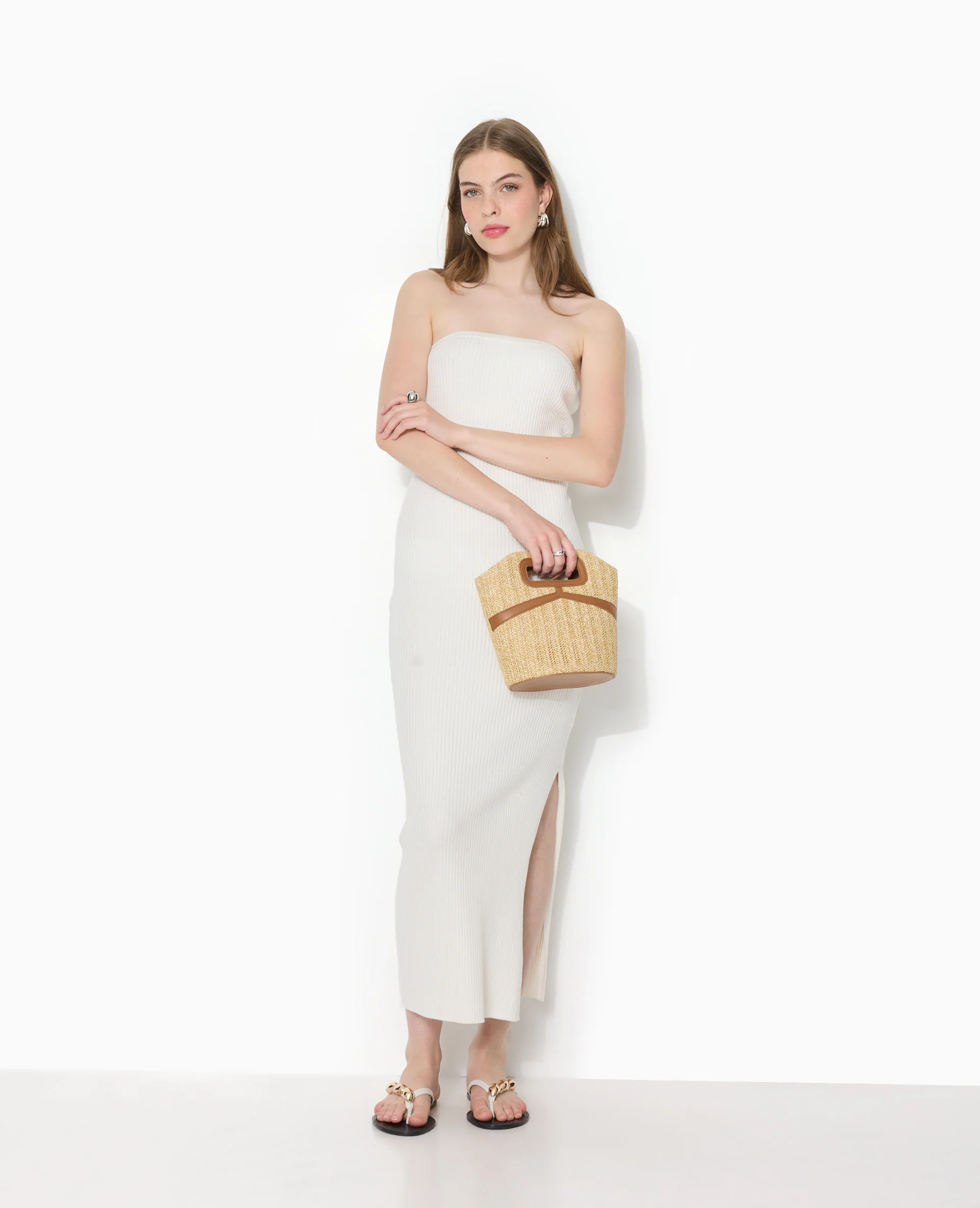 Robe longue bustier en maille côtelée - Image 8