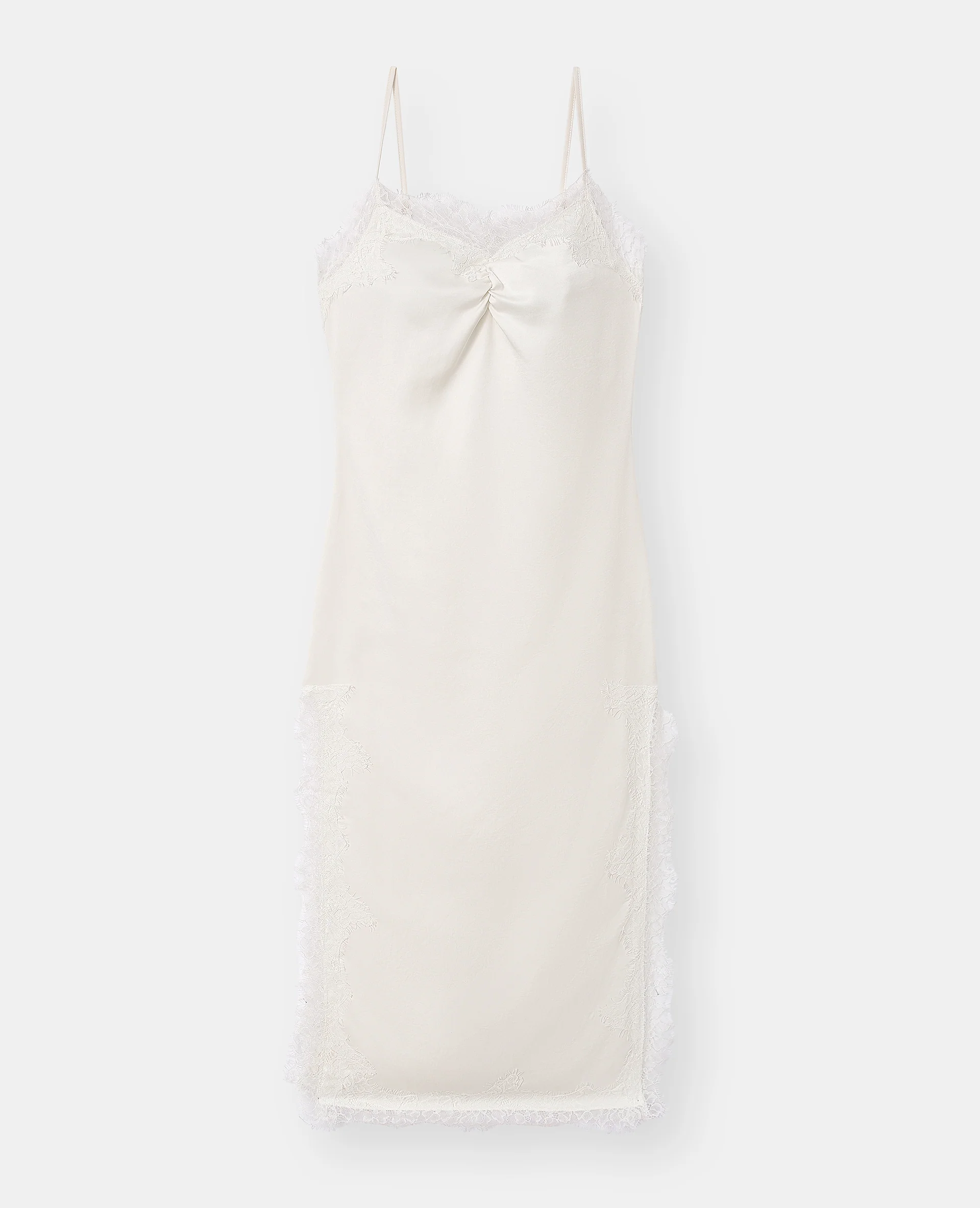 Robe longue en satin avec dentelle et fentes côtés - Image 4