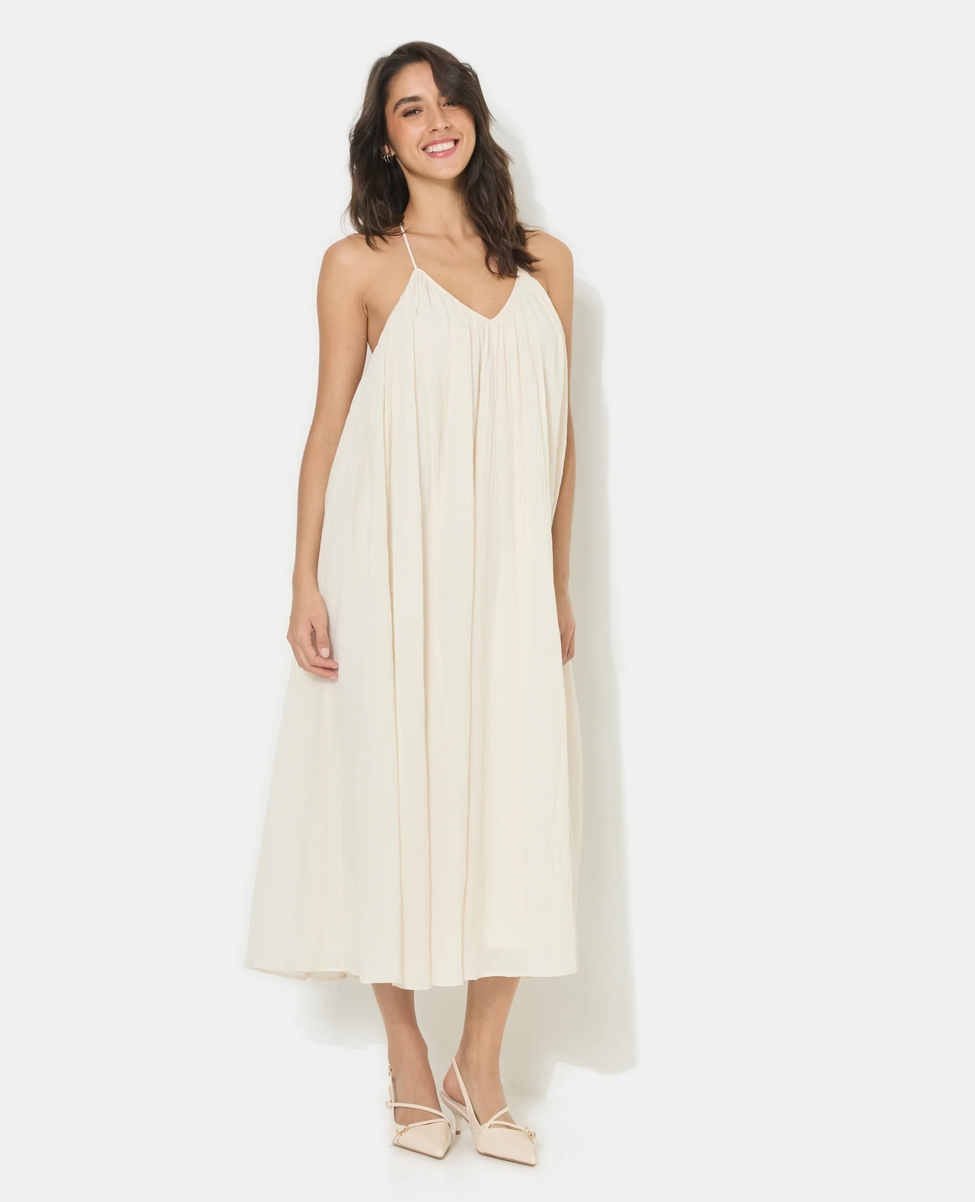 Robe longue et ample avec fines bretelles - Image 7