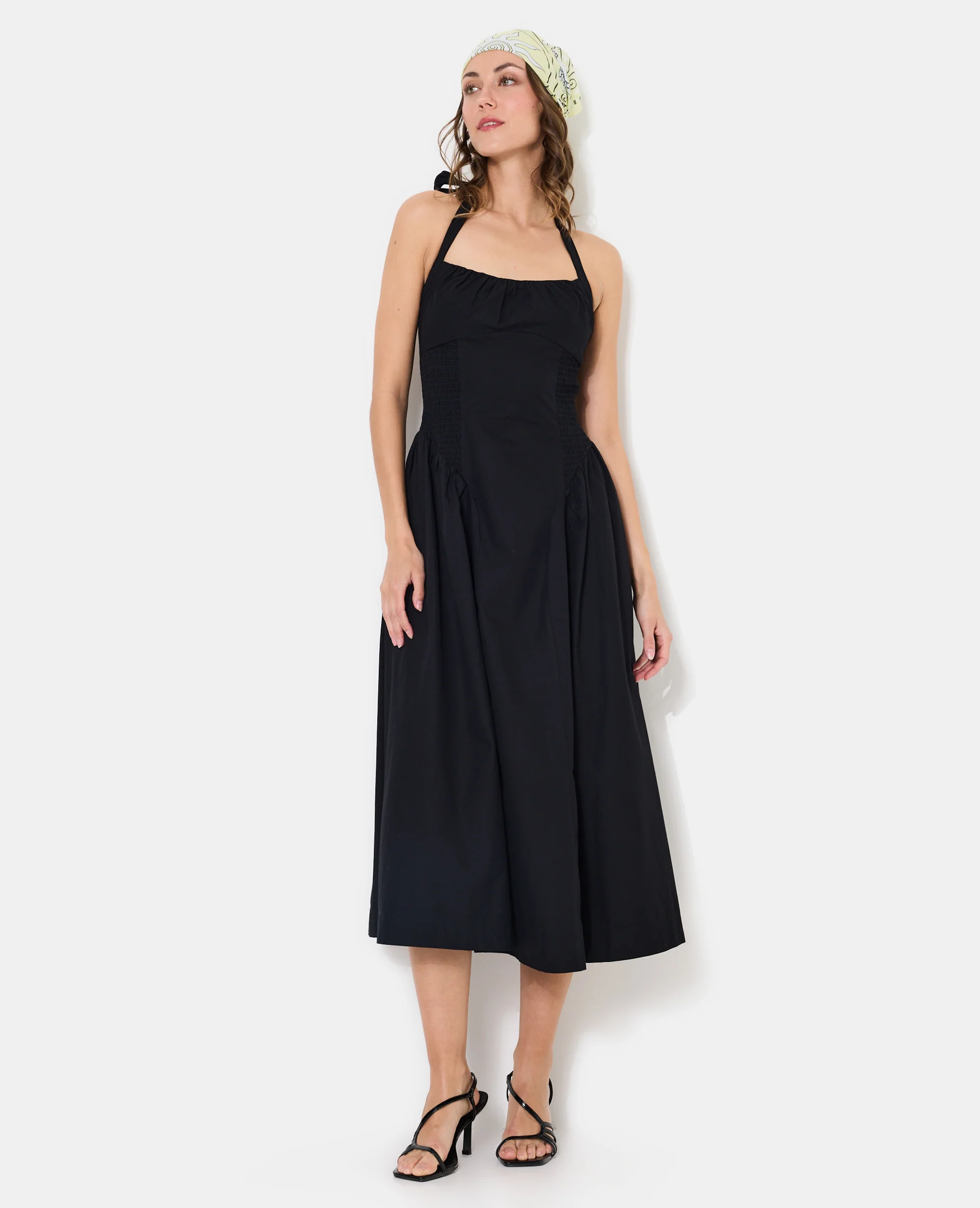 Robe longue évasée avec smocks - Image 3
