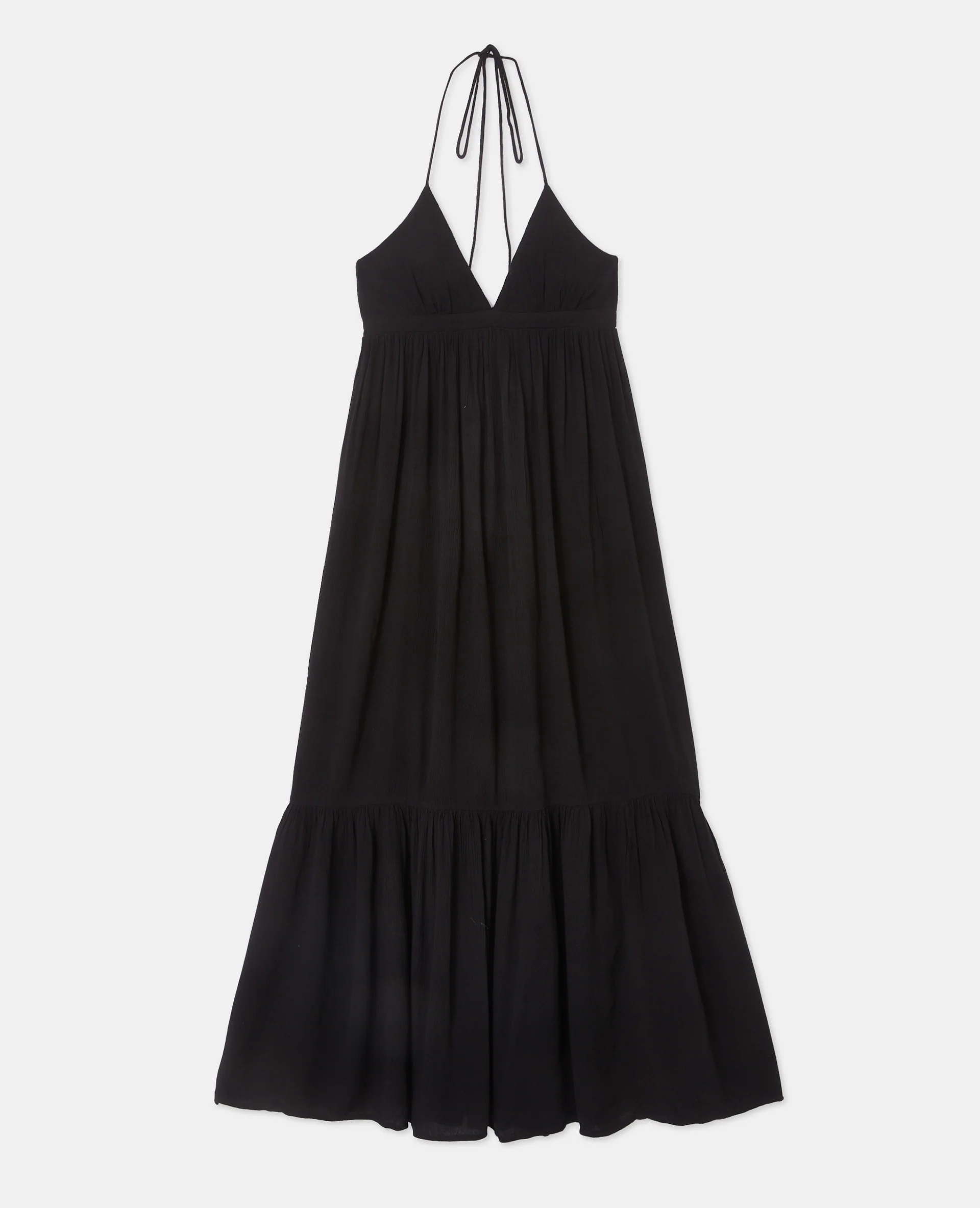 Robe longue évasée avec volant et bretelles fines - Image 4